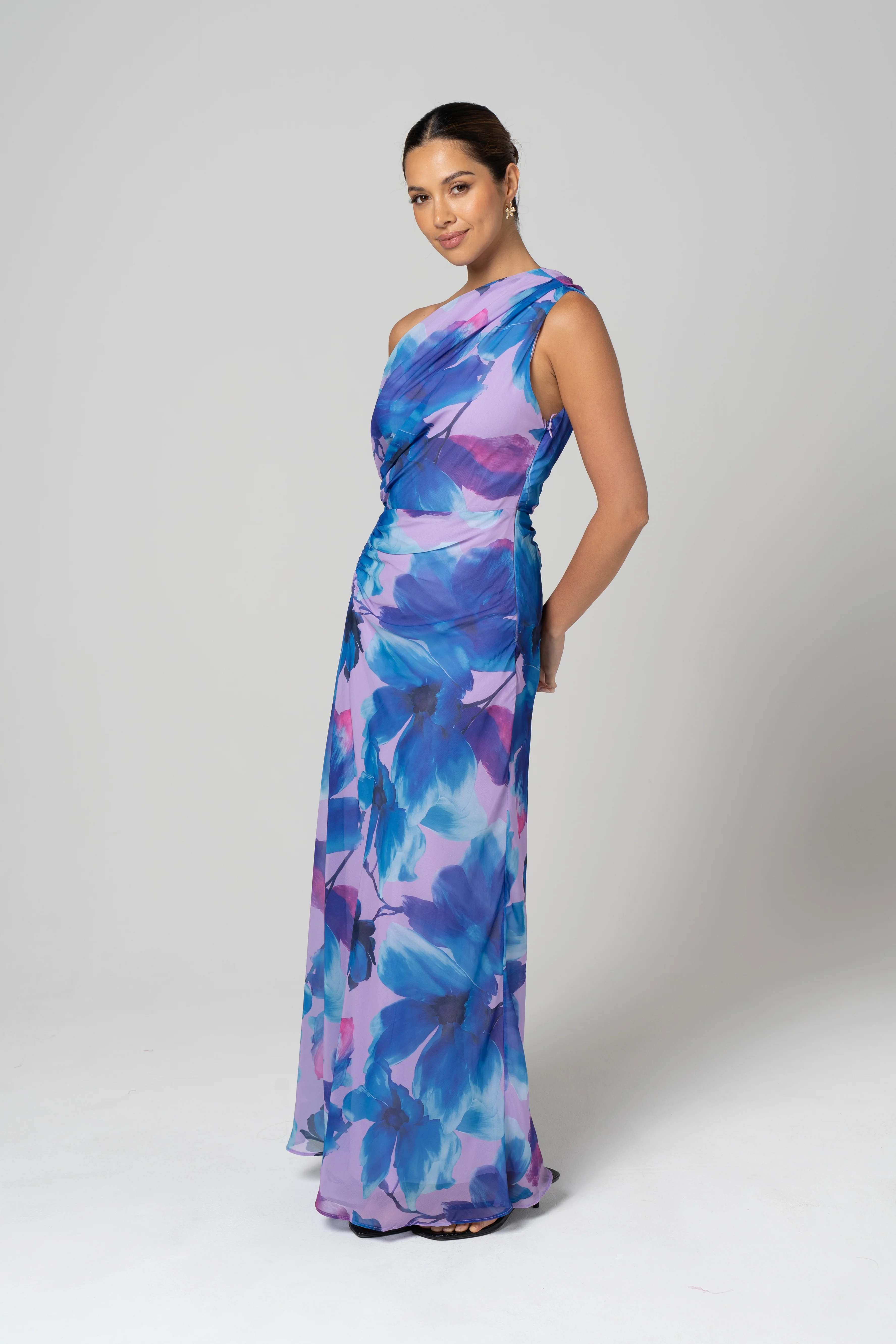 Liana Blue Print Drop Shoulder Maxi Dress - Image 2