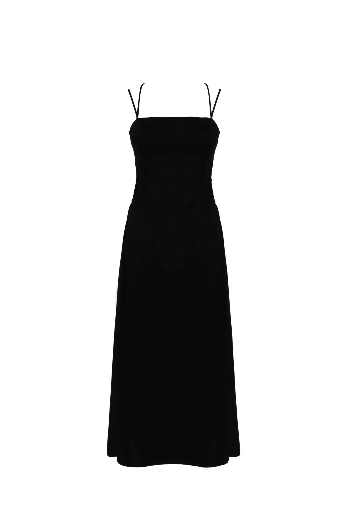 Lila Black Midi Dress with Cross-Back Ties - Image 3