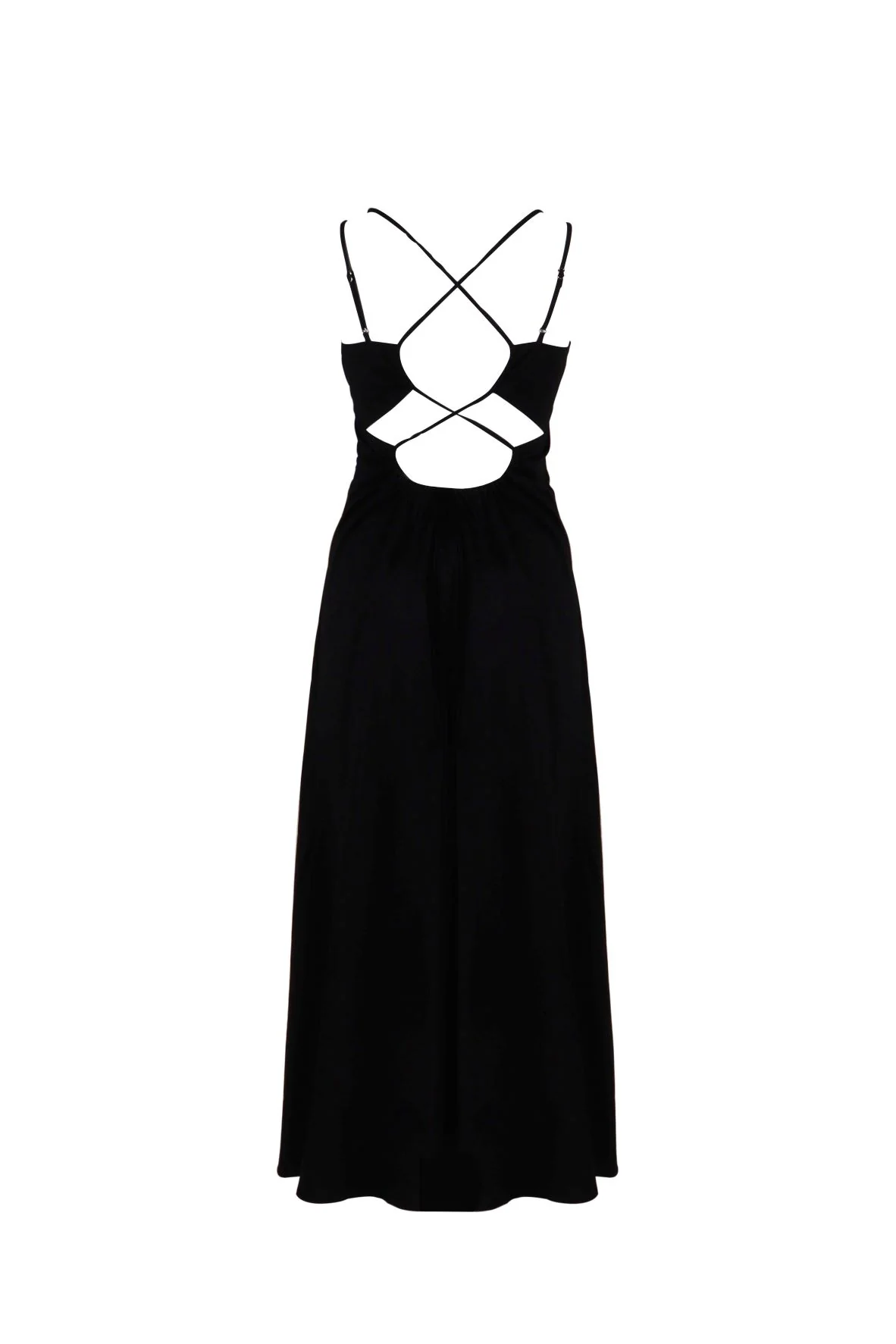 Lila Black Midi Dress with Cross-Back Ties - Image 4