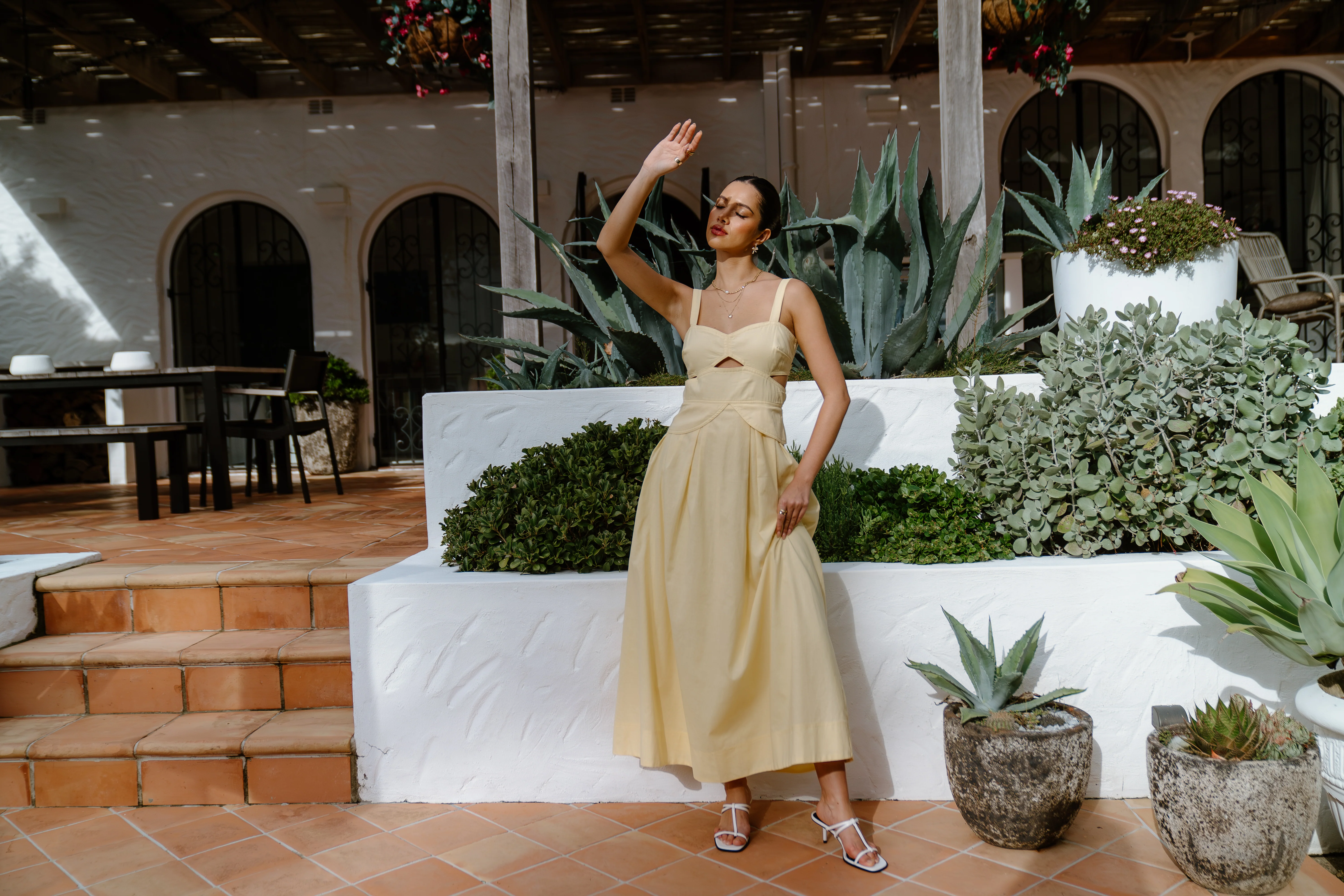 Lindsay Yellow Thick Strap Maxi Dress - Image 4