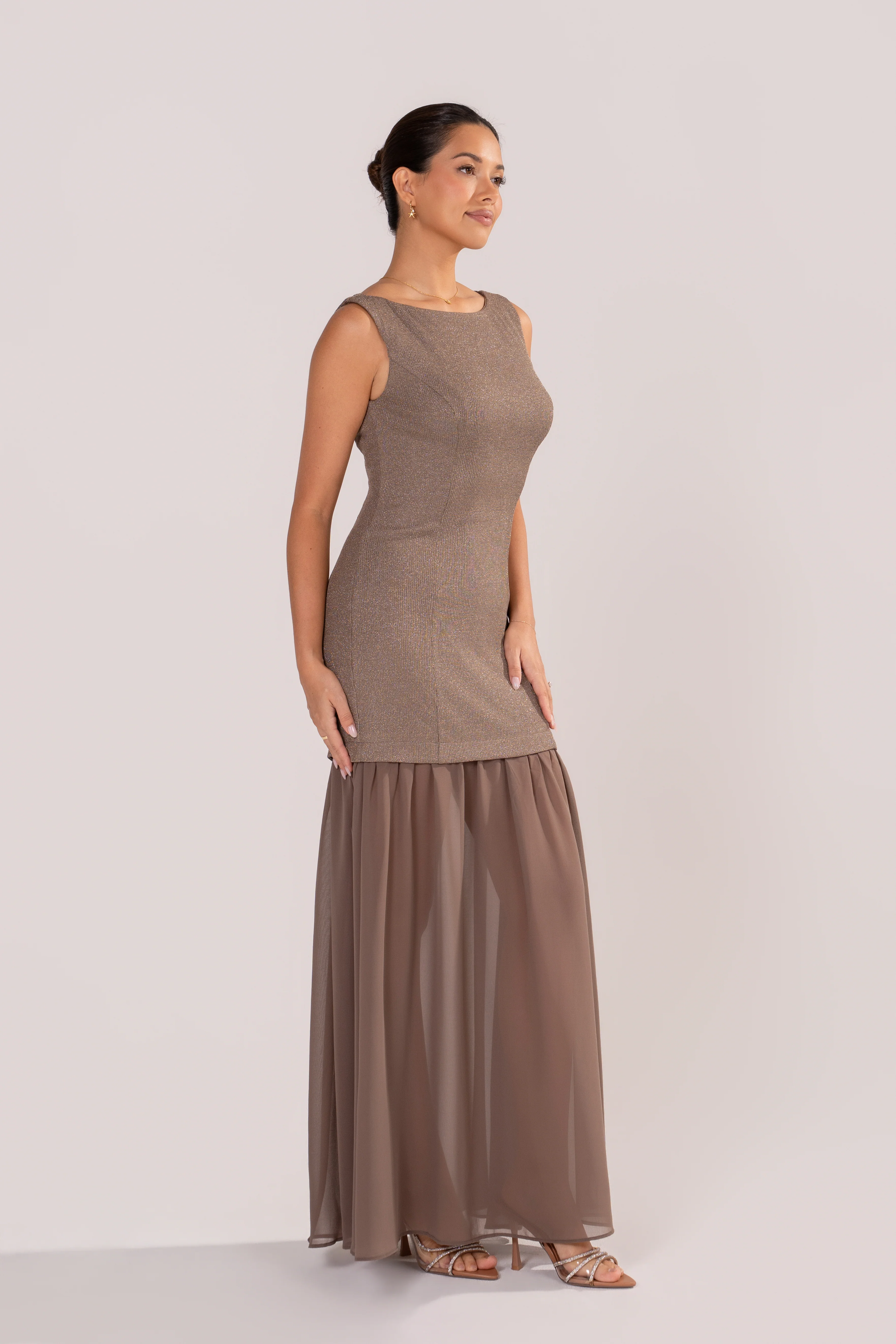 Londyn Metallic Drop-Waist Maxi Dress - Image 2