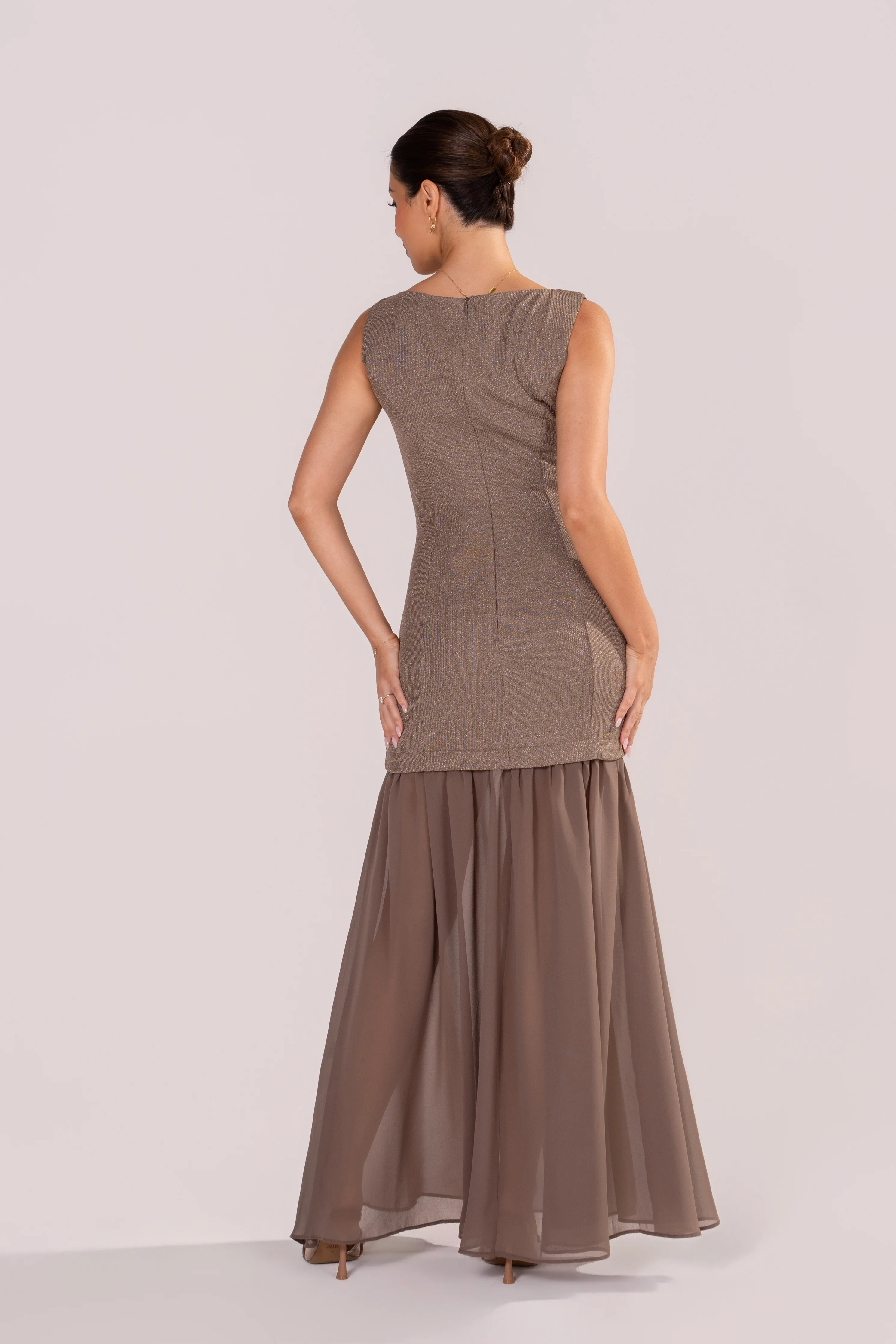 Londyn Metallic Drop-Waist Maxi Dress - Image 3