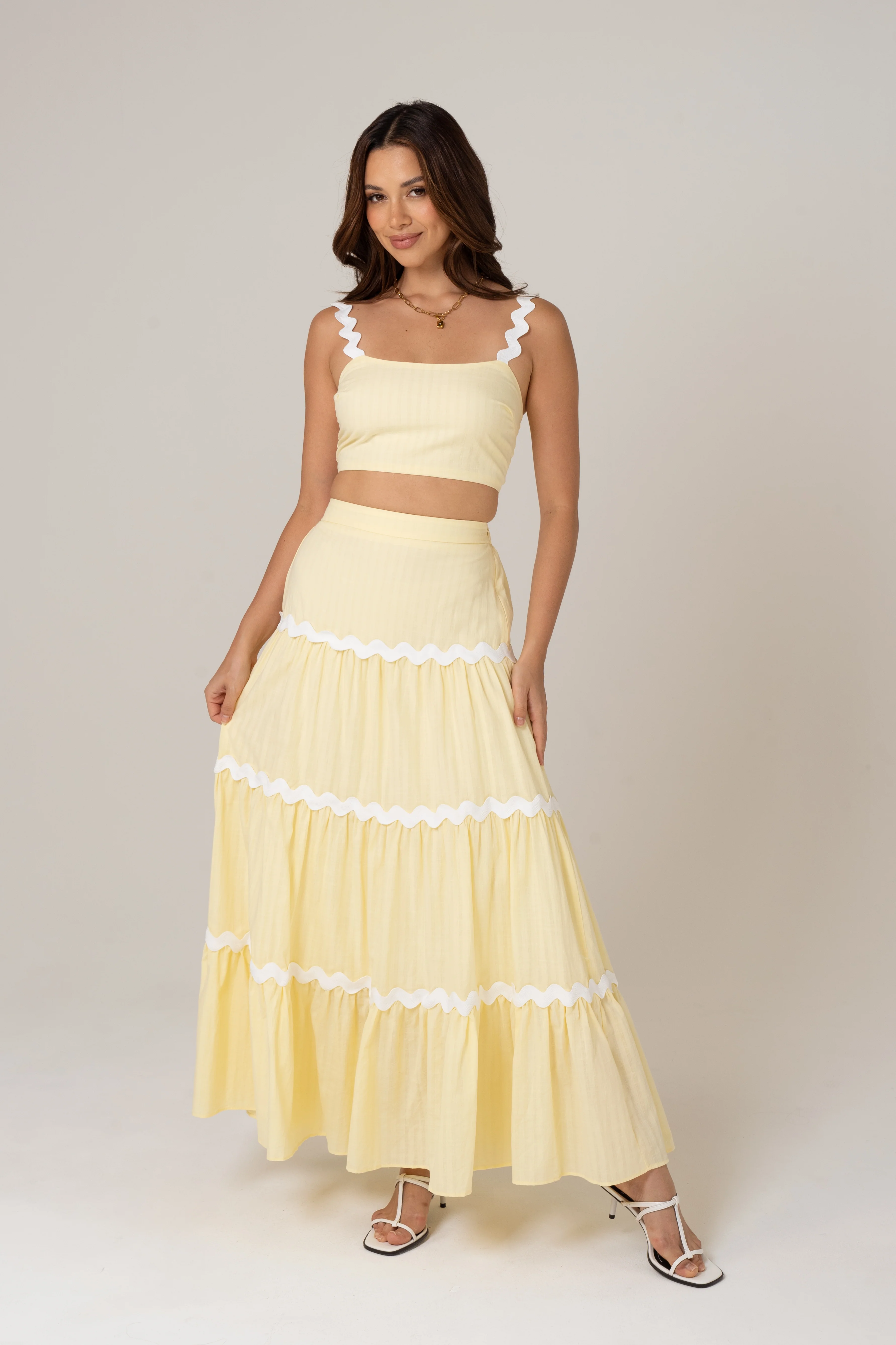 Lottie Two Piece Set with Scallop Detailing - Top & Skirt Set - Image 2