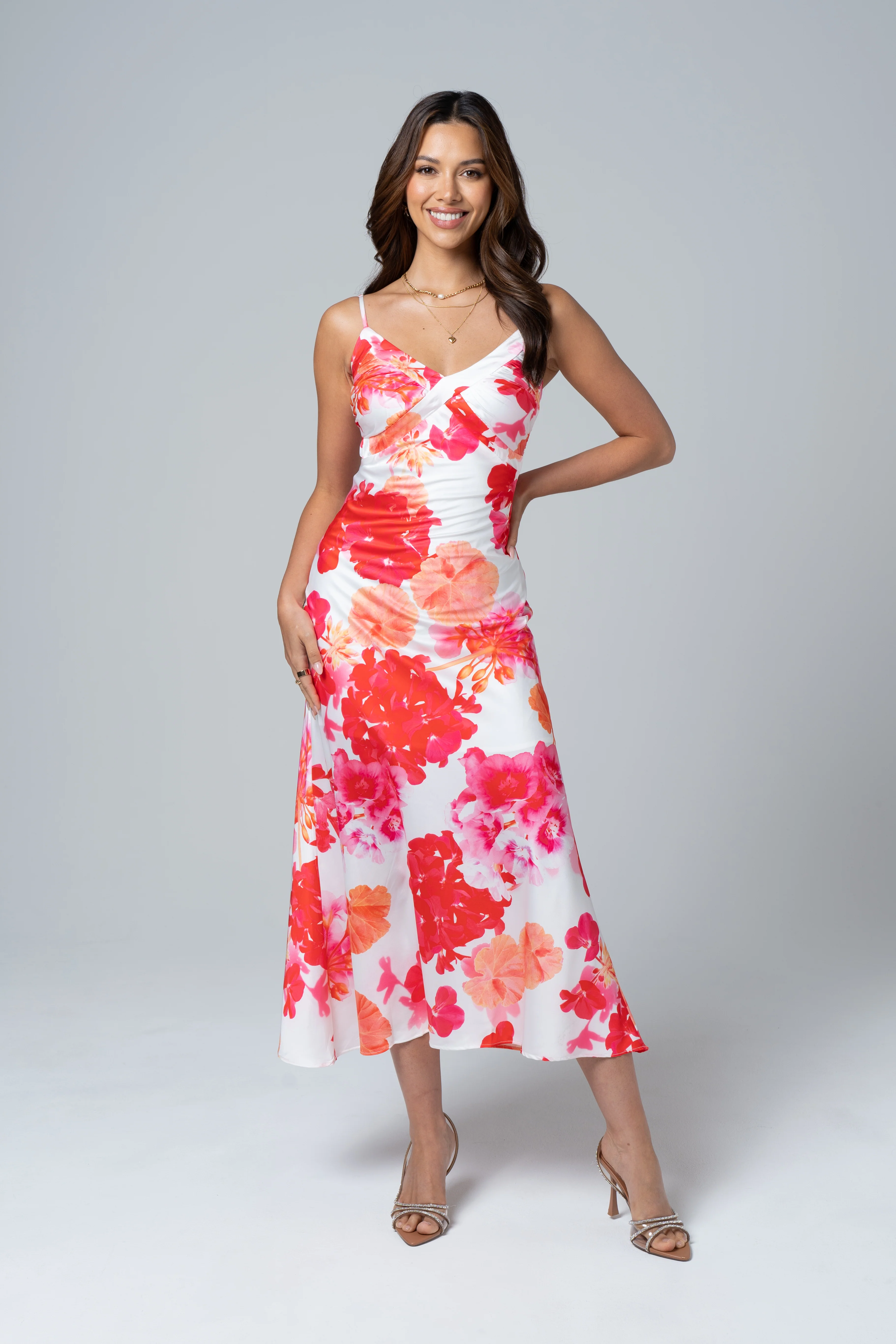 Luna Classic Satin Midi Dress