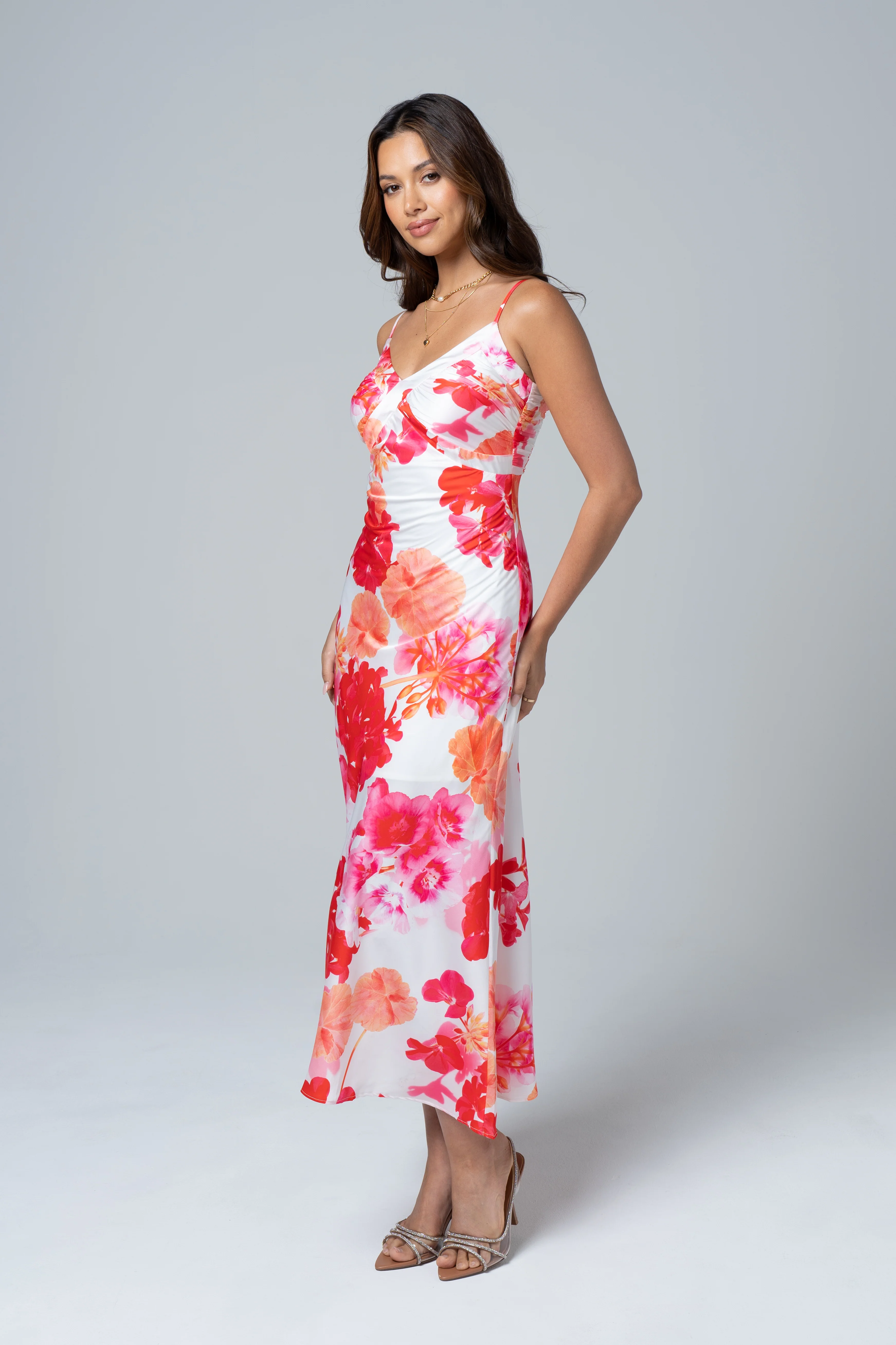 Luna Classic Satin Midi Dress - Image 2