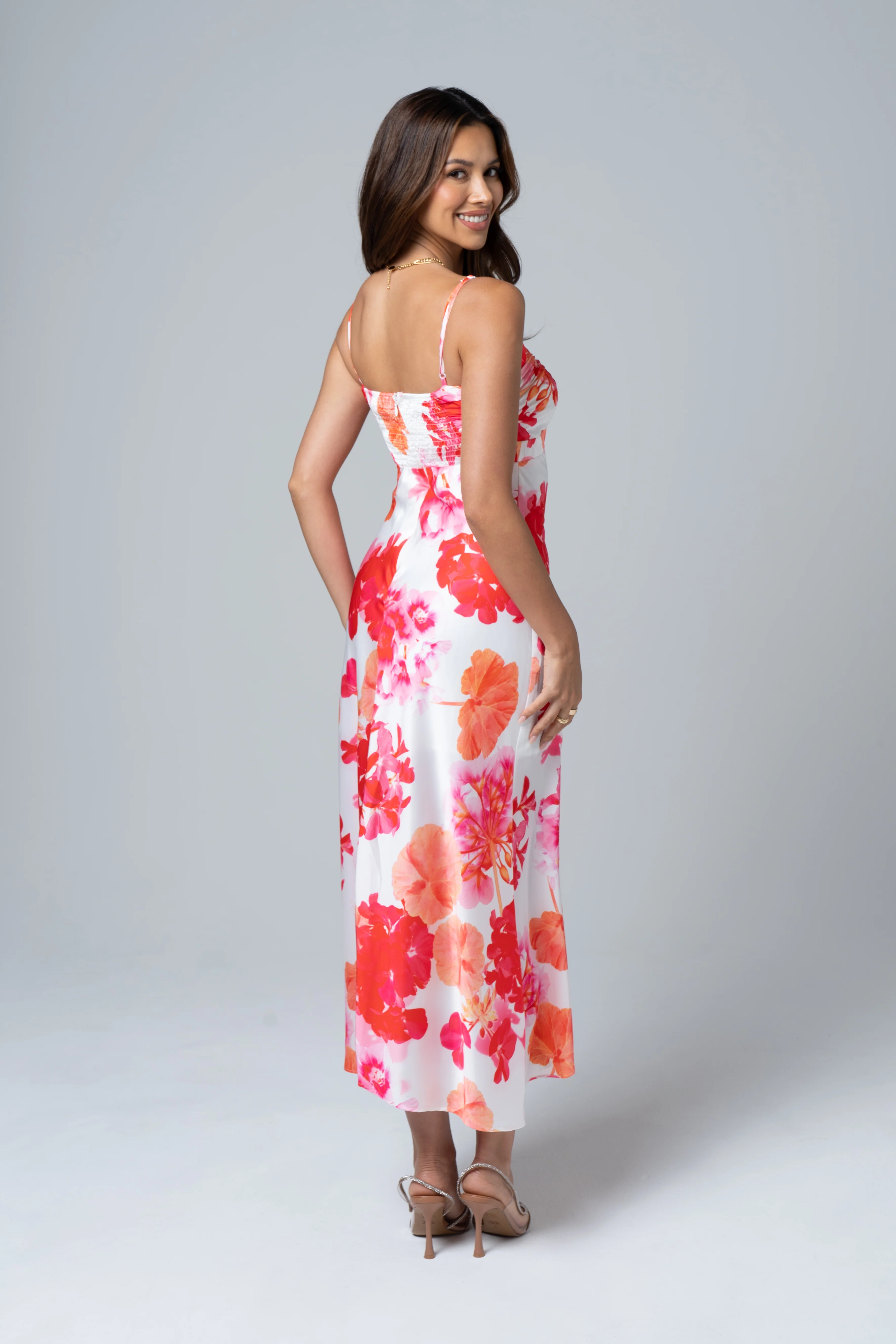 Luna Classic Satin Midi Dress - Image 3