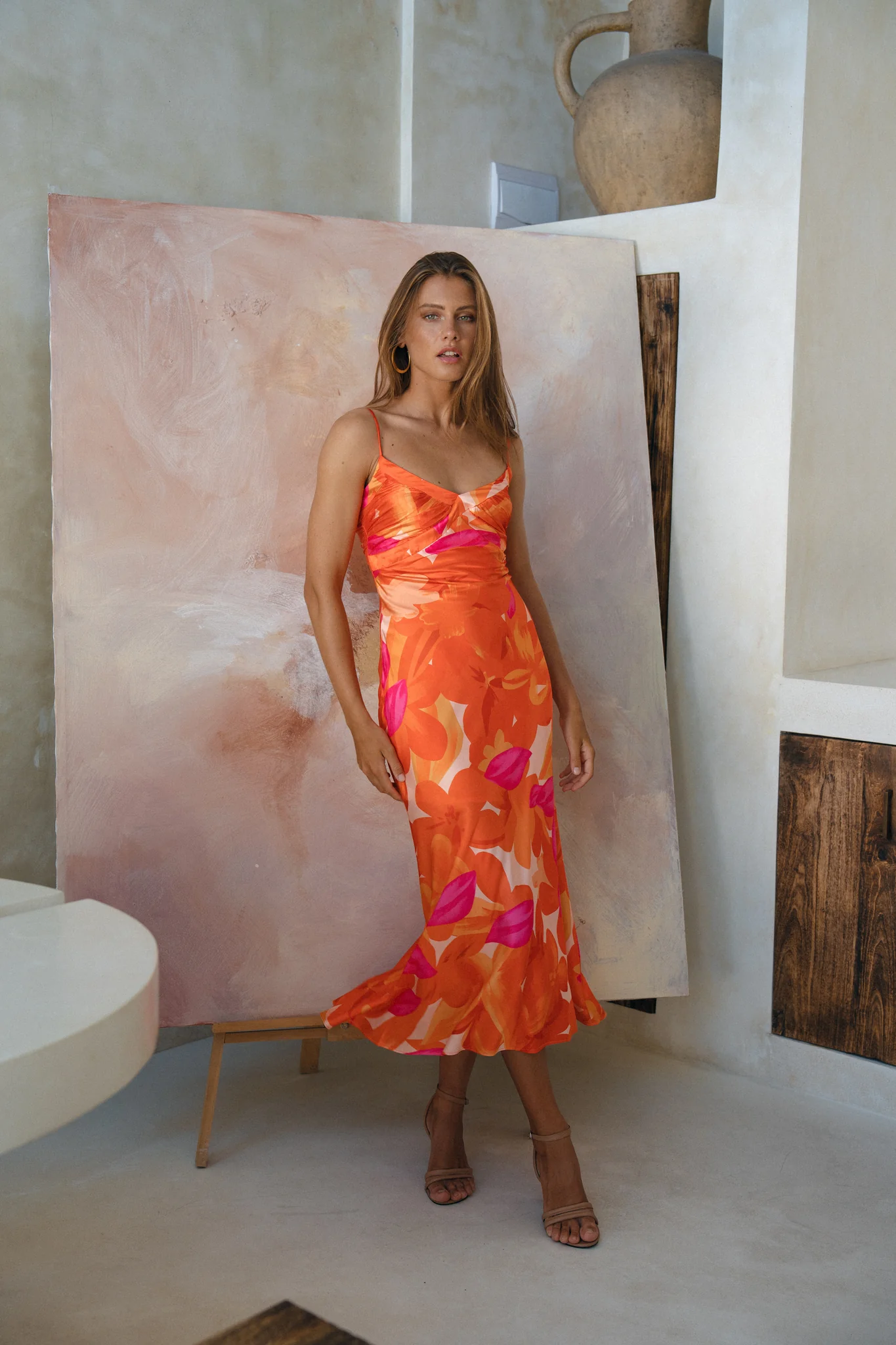 Luna Classic Satin Midi Dress - Image 3