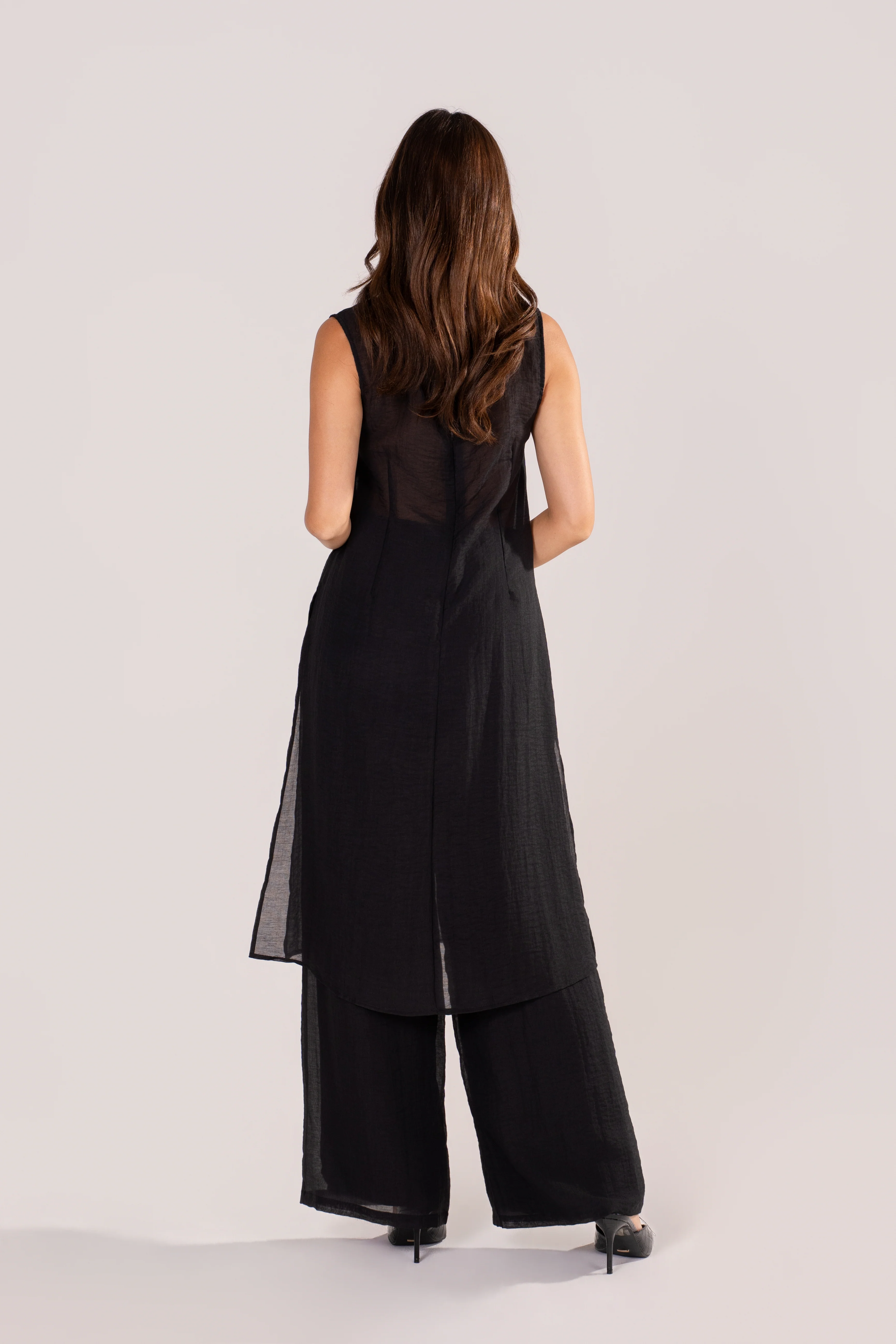 Margaux Black Sheer Tunic & Wide Leg Pant Set - Image 3