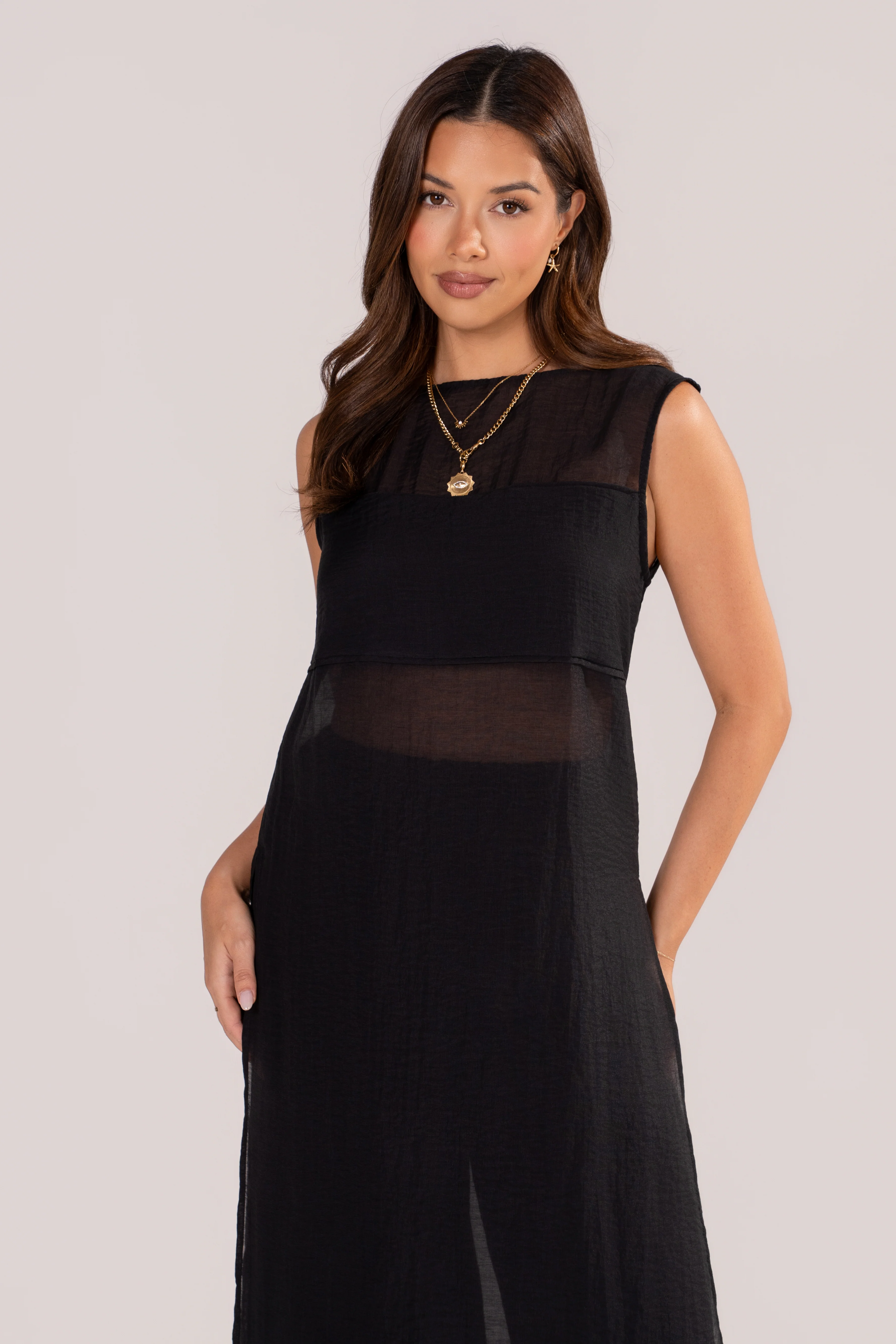 Margaux Black Sheer Tunic & Wide Leg Pant Set - Image 4