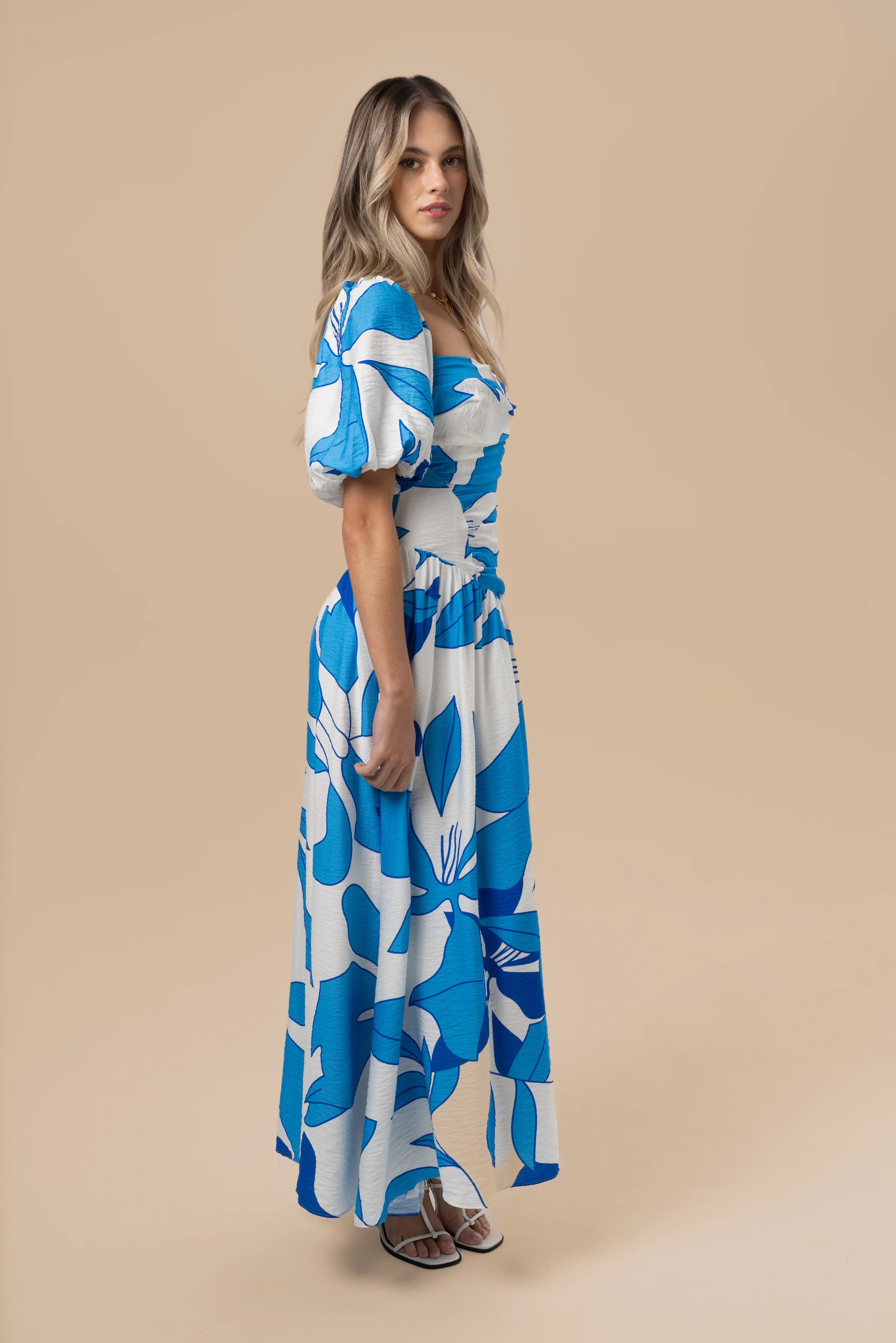Maris Blue Puff Sleeve Maxi Dress - Image 2