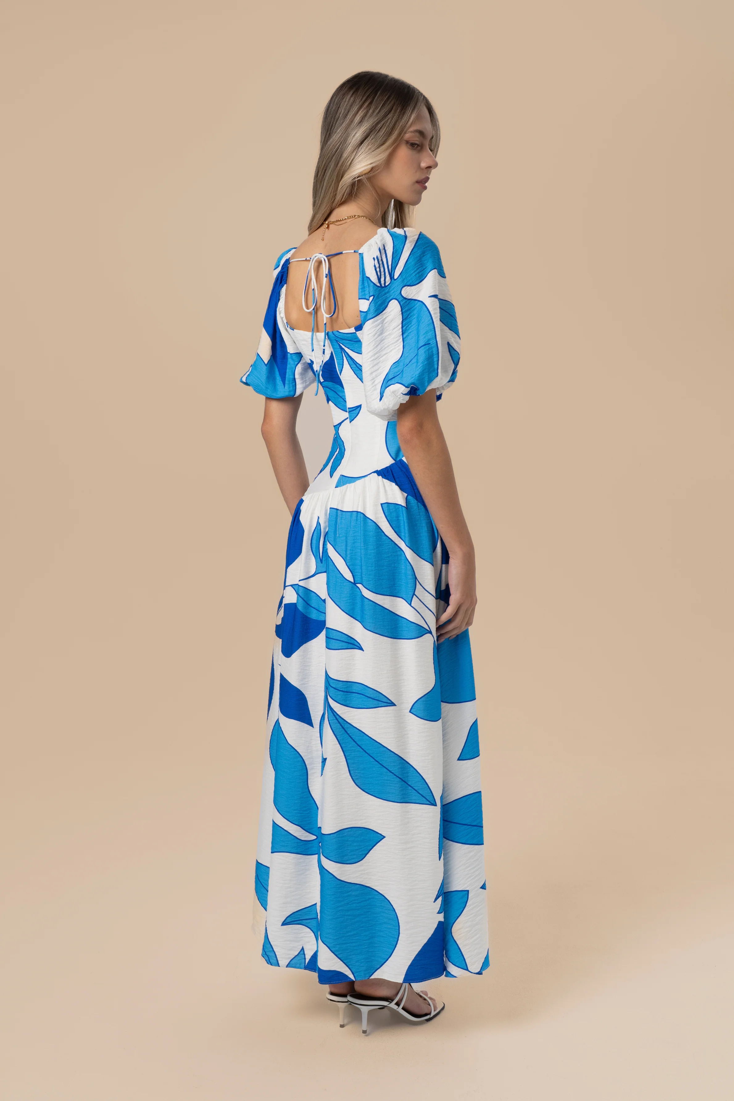 Maris Blue Puff Sleeve Maxi Dress - Image 3