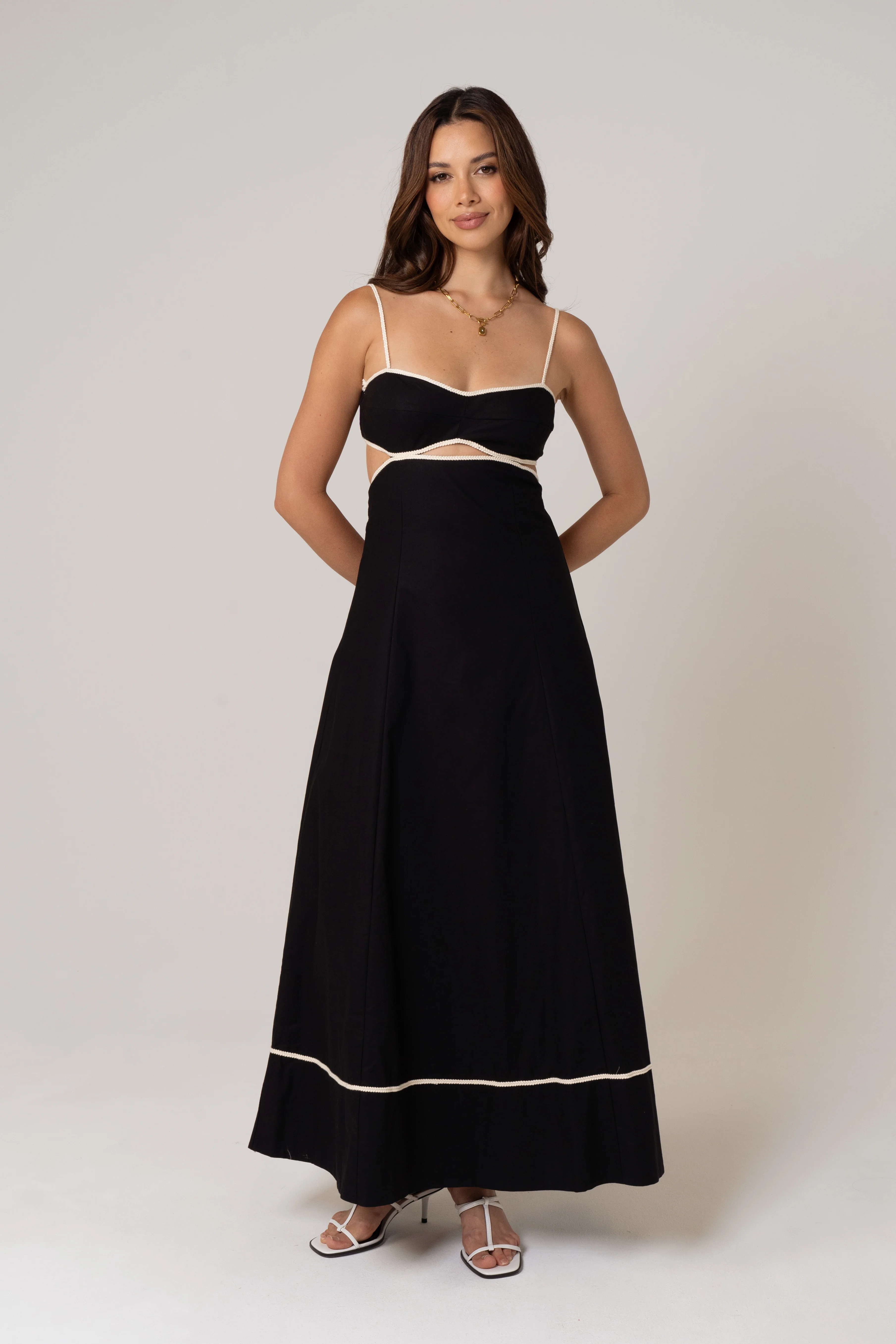 Melissa Linen Maxi Dress with Contrast Trims - Image 5