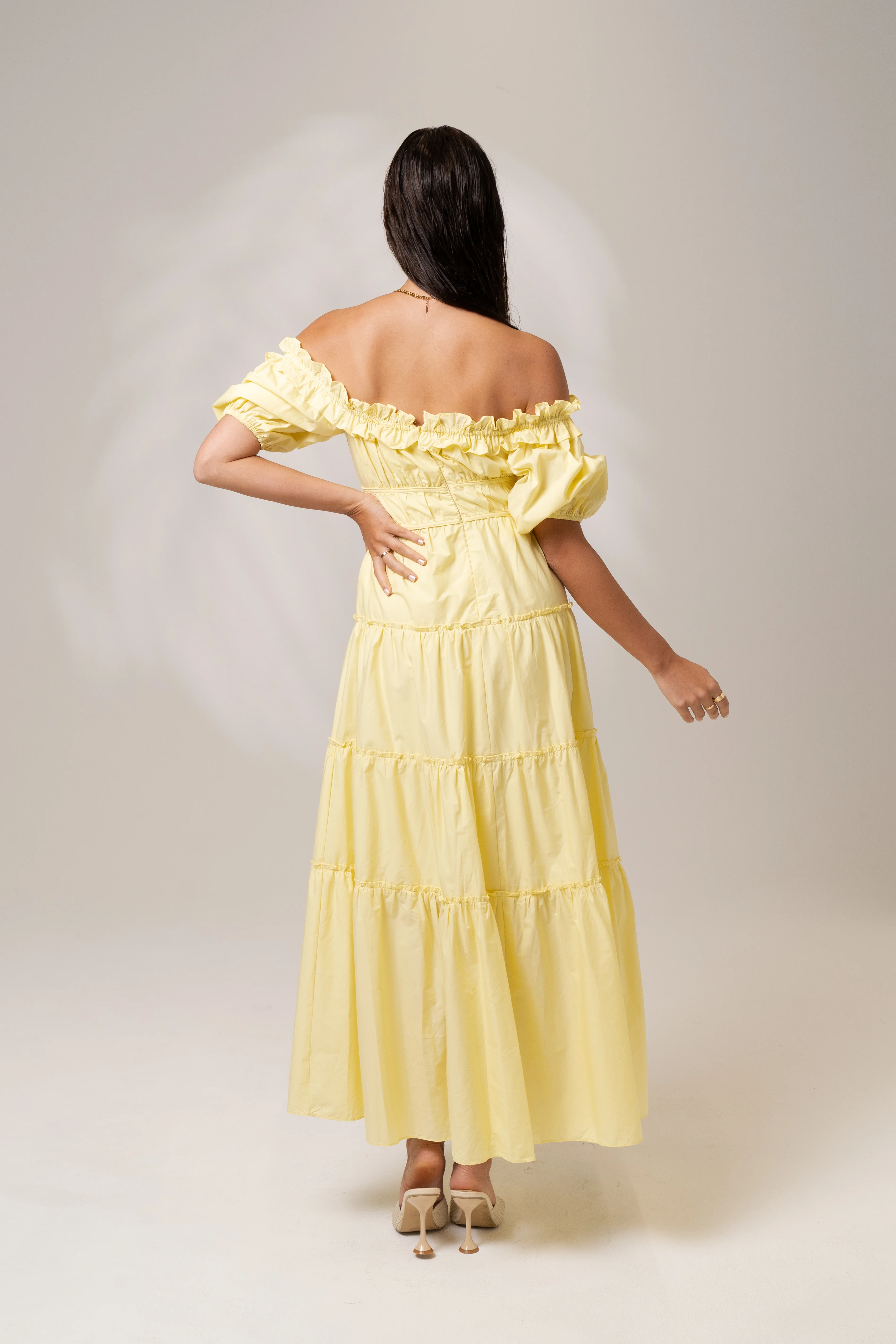 Morgan Off Shoulder Yellow Maxi Dress - Image 3