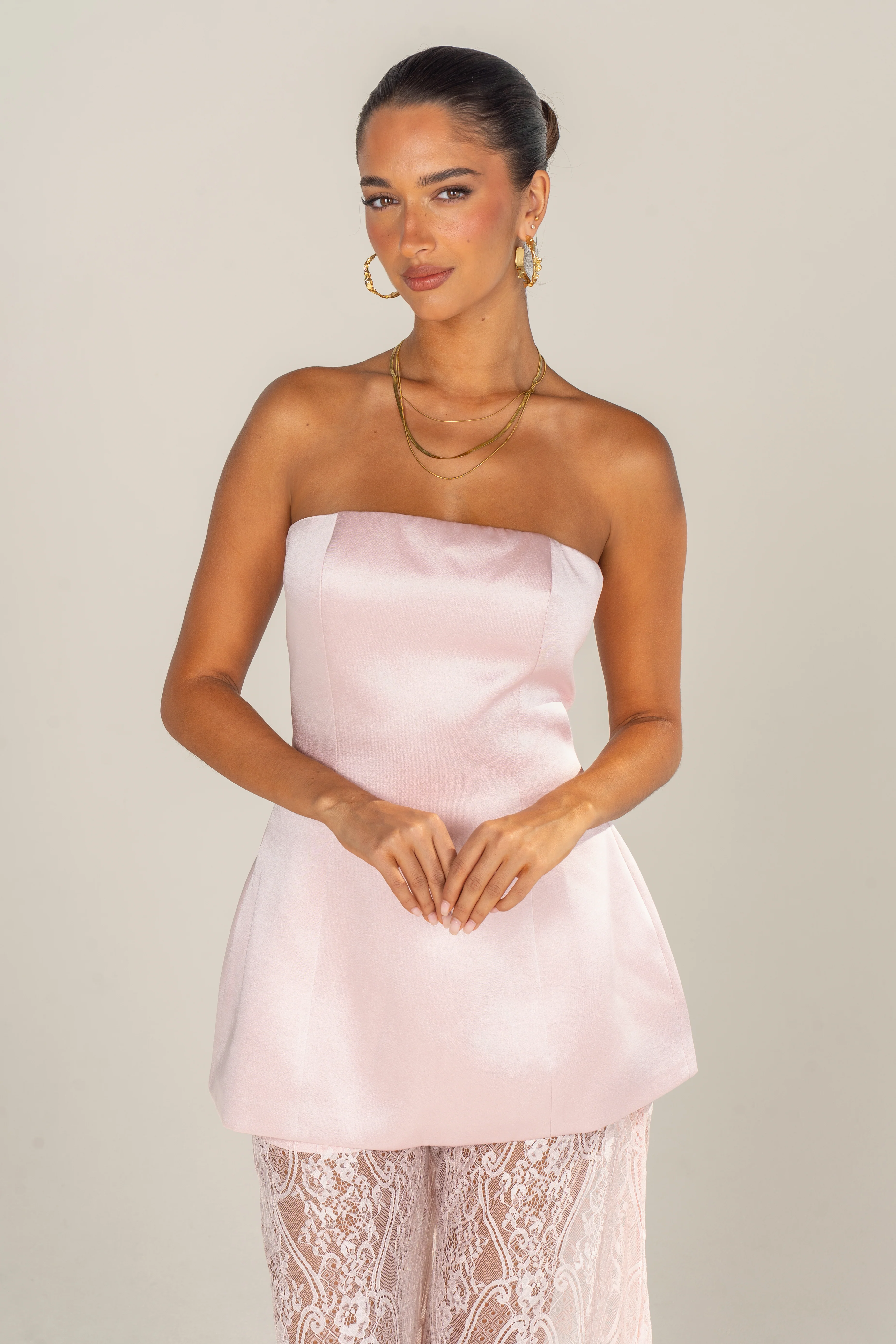 Myra Two Piece Set - Strapless Top & Sheer Lace Pants - Image 10