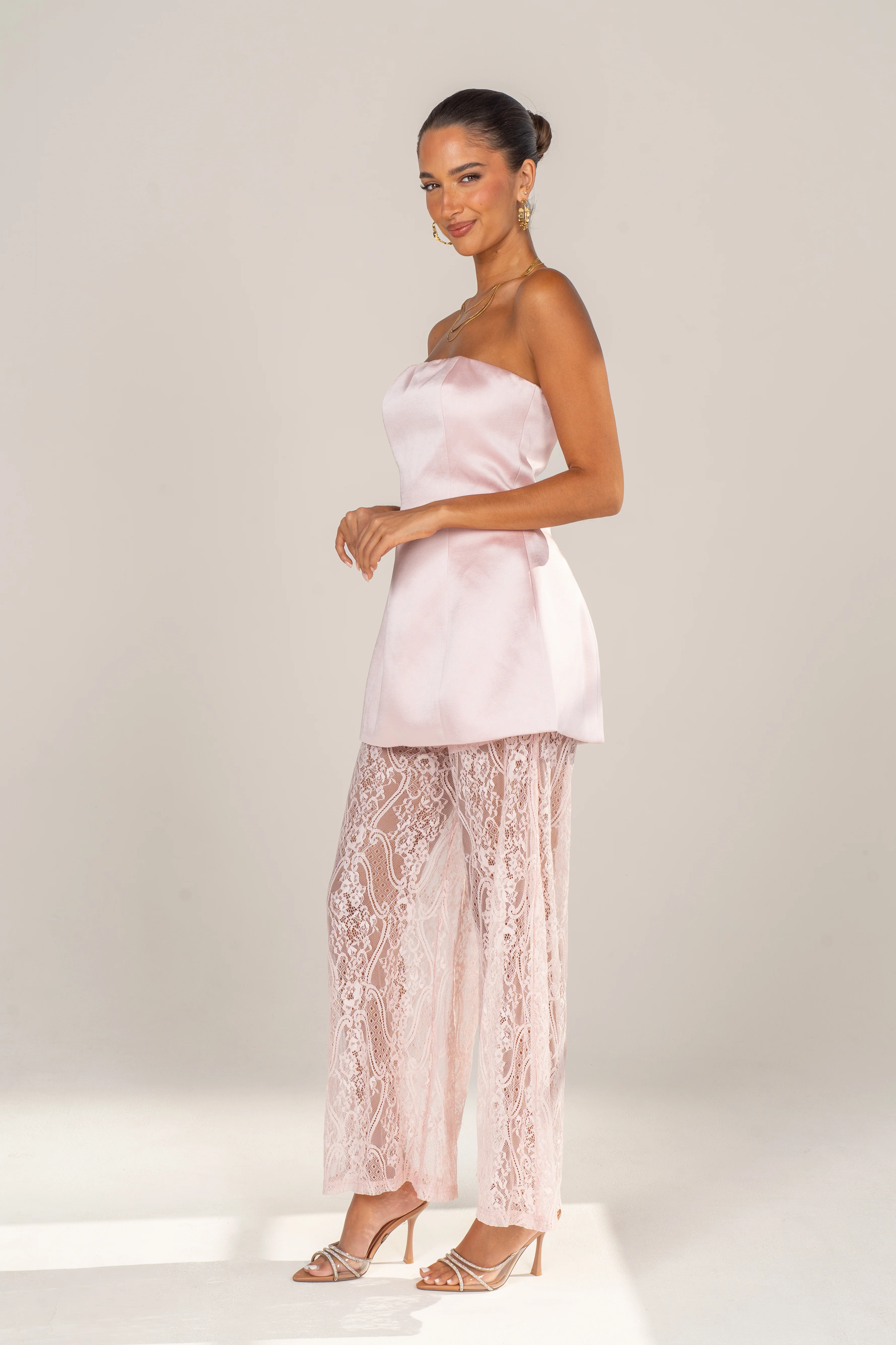 Myra Two Piece Set - Strapless Top & Sheer Lace Pants - Image 11