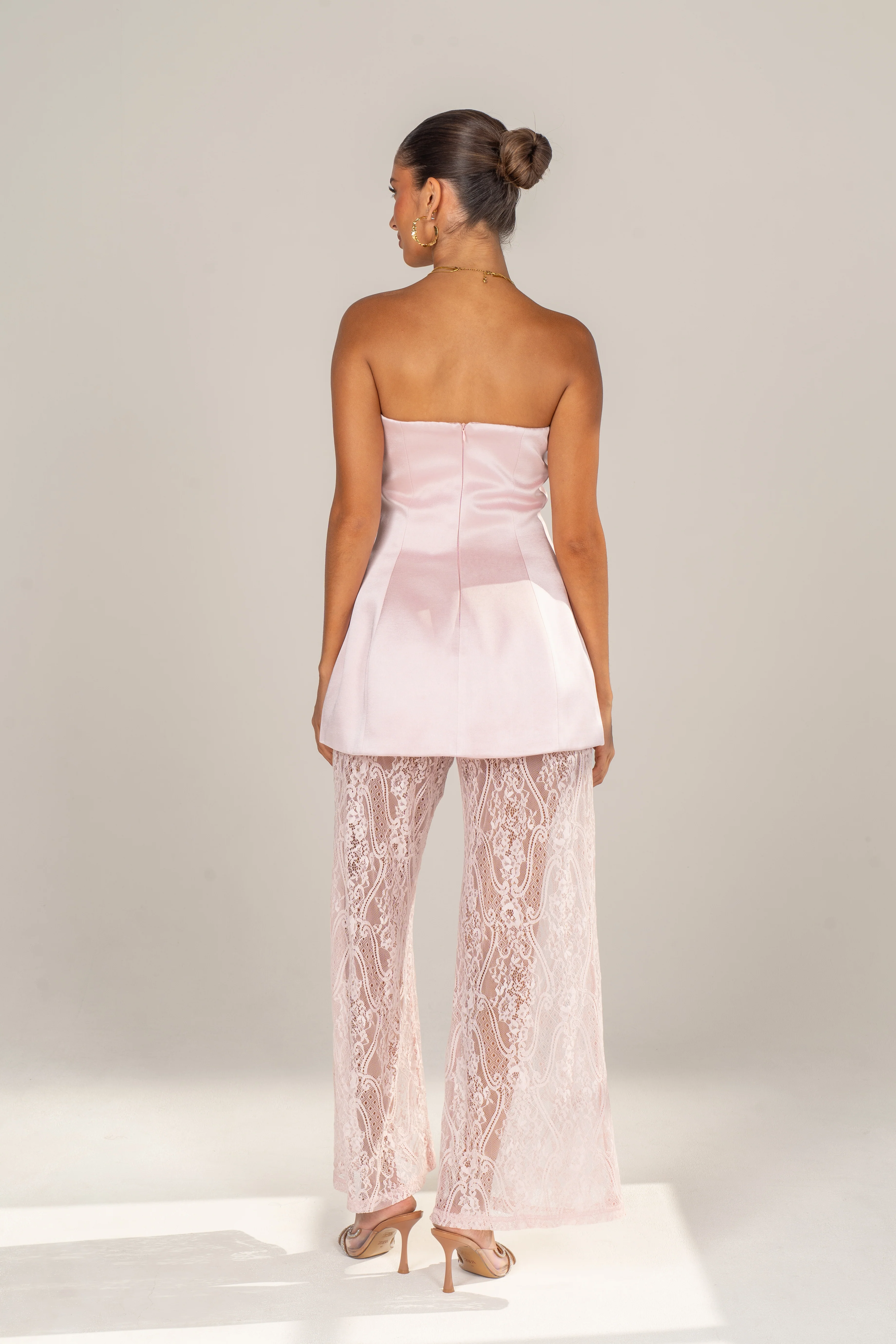 Myra Two Piece Set - Strapless Top & Sheer Lace Pants - Image 12
