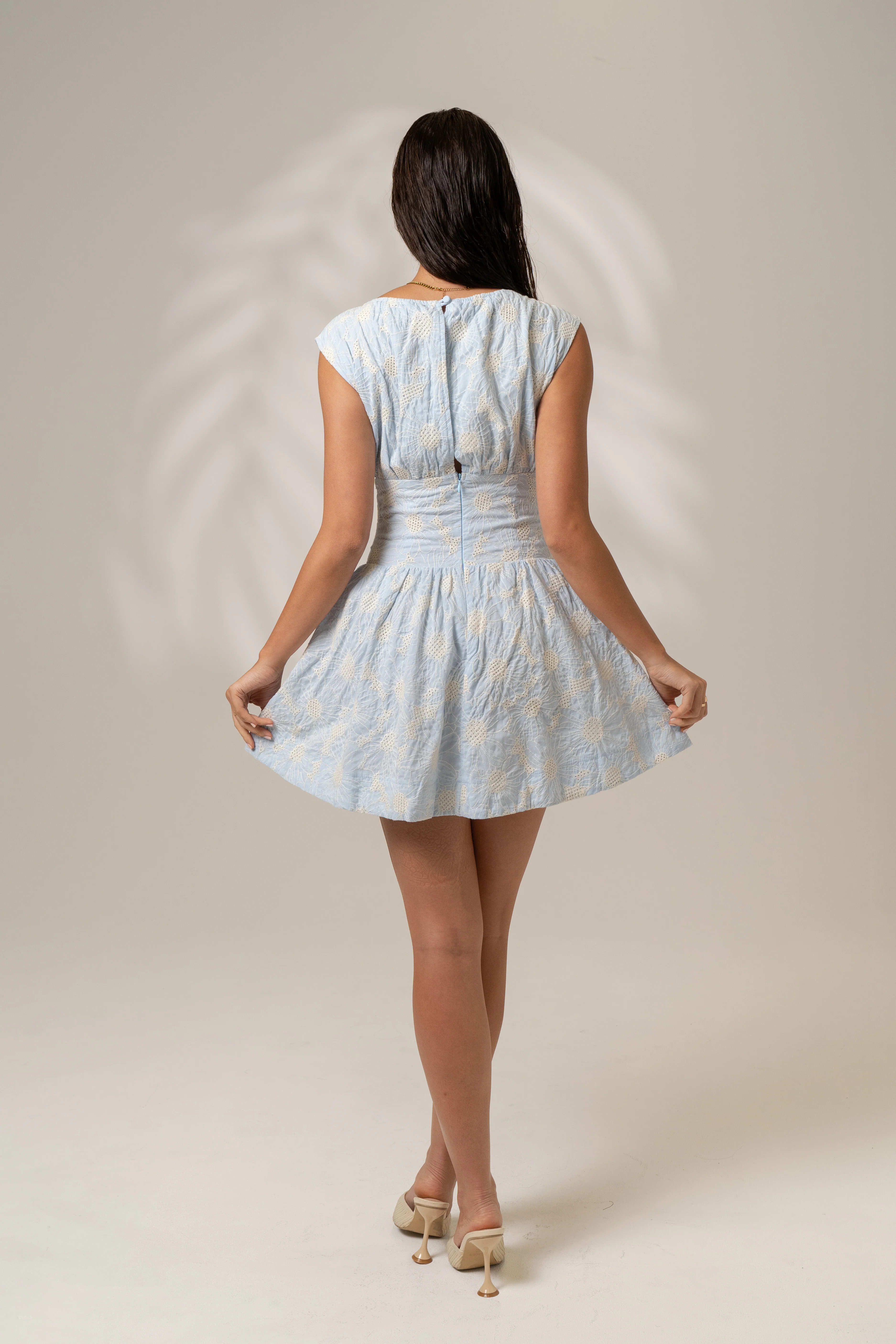 Nicole Blue Cap Sleeve Mini Dress - Image 3