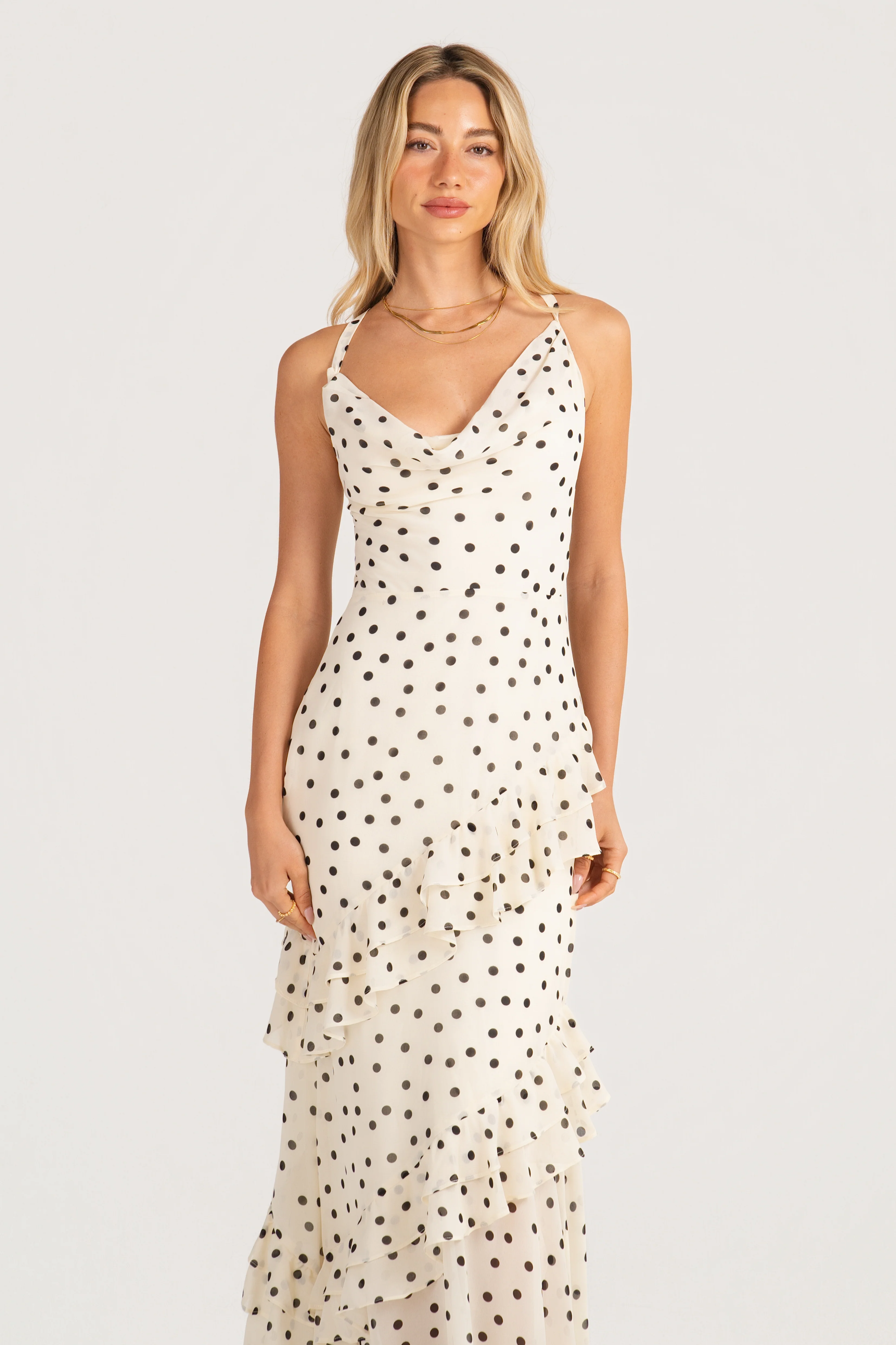 Odele Polka Dot Cowl Neck Maxi Dress - Image 4