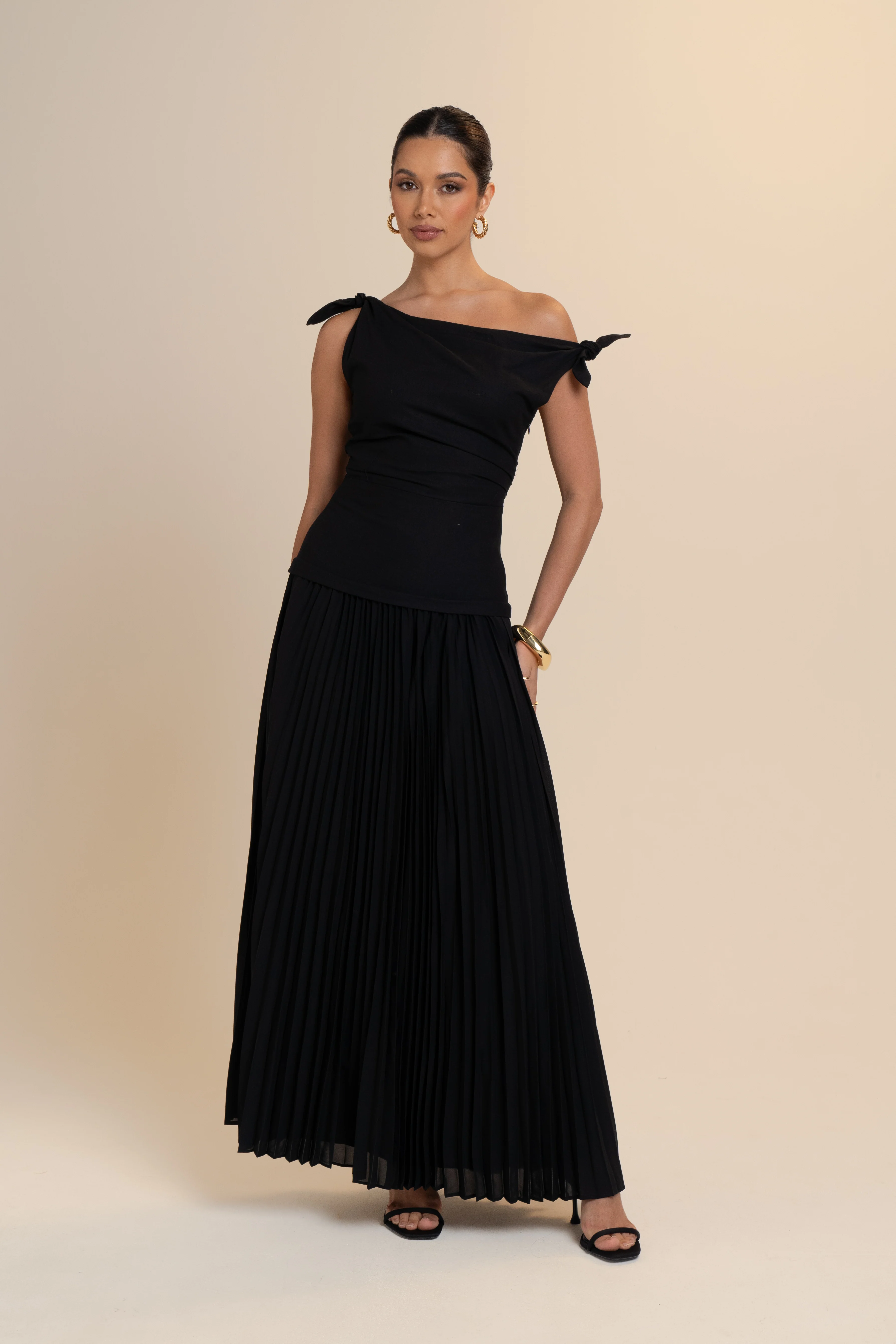 Ophelia Drop Shoulder Pleated Maxi Dress - Image 6