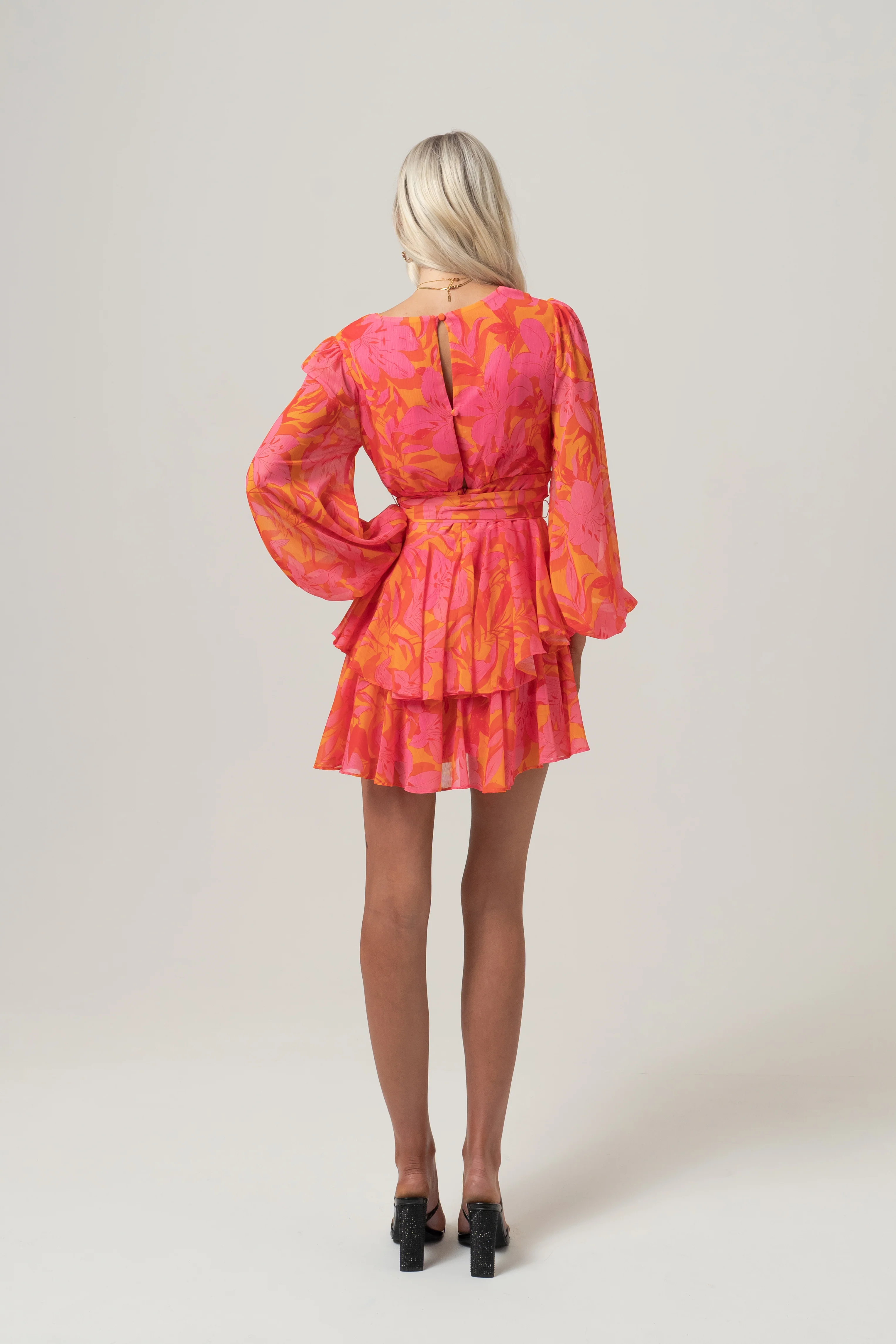 Paige Long Sleeve Mini Dress with Double Belts - Image 3