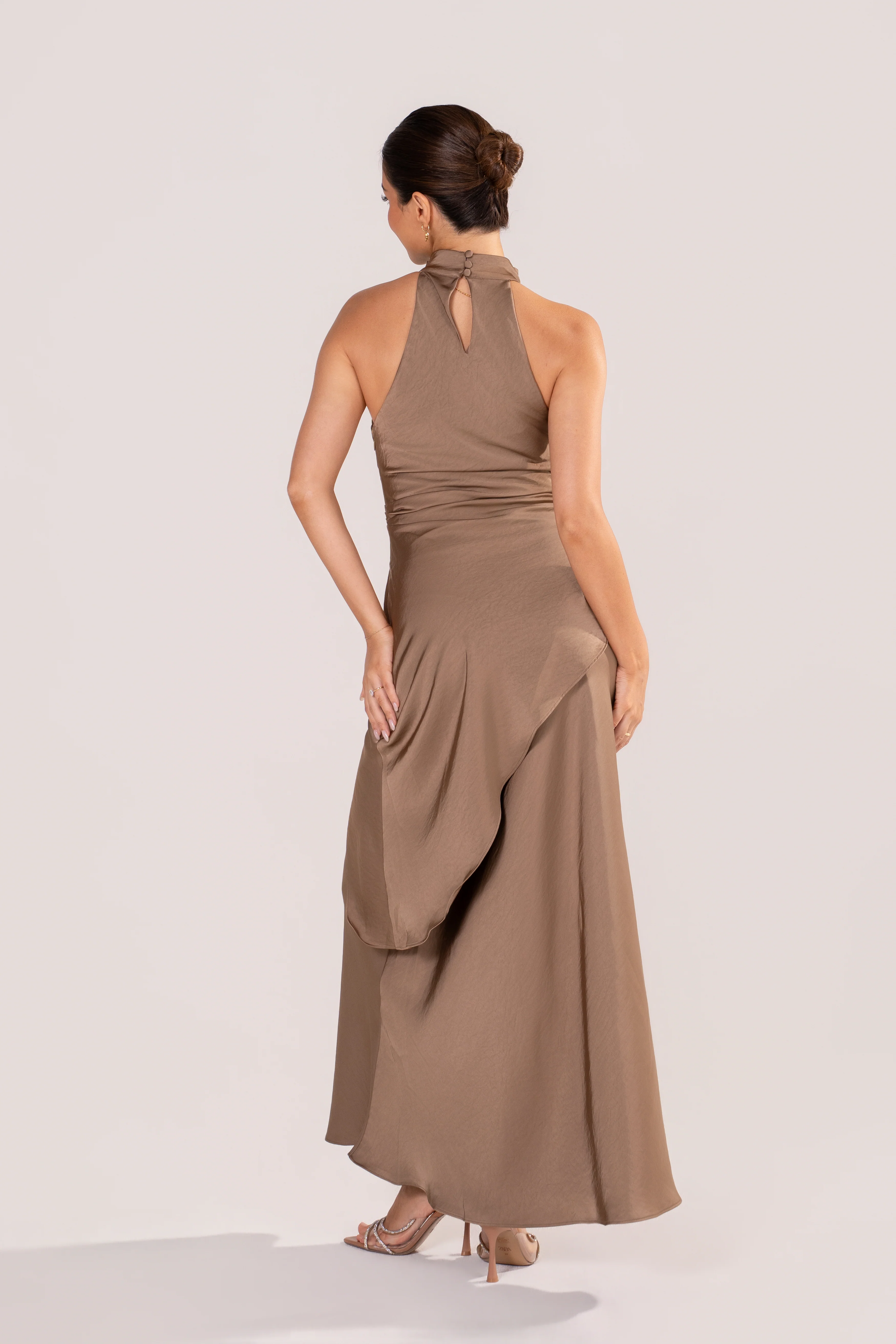 Petrea Satin Asymmetrical Halter Top & Skirt Set - Image 3