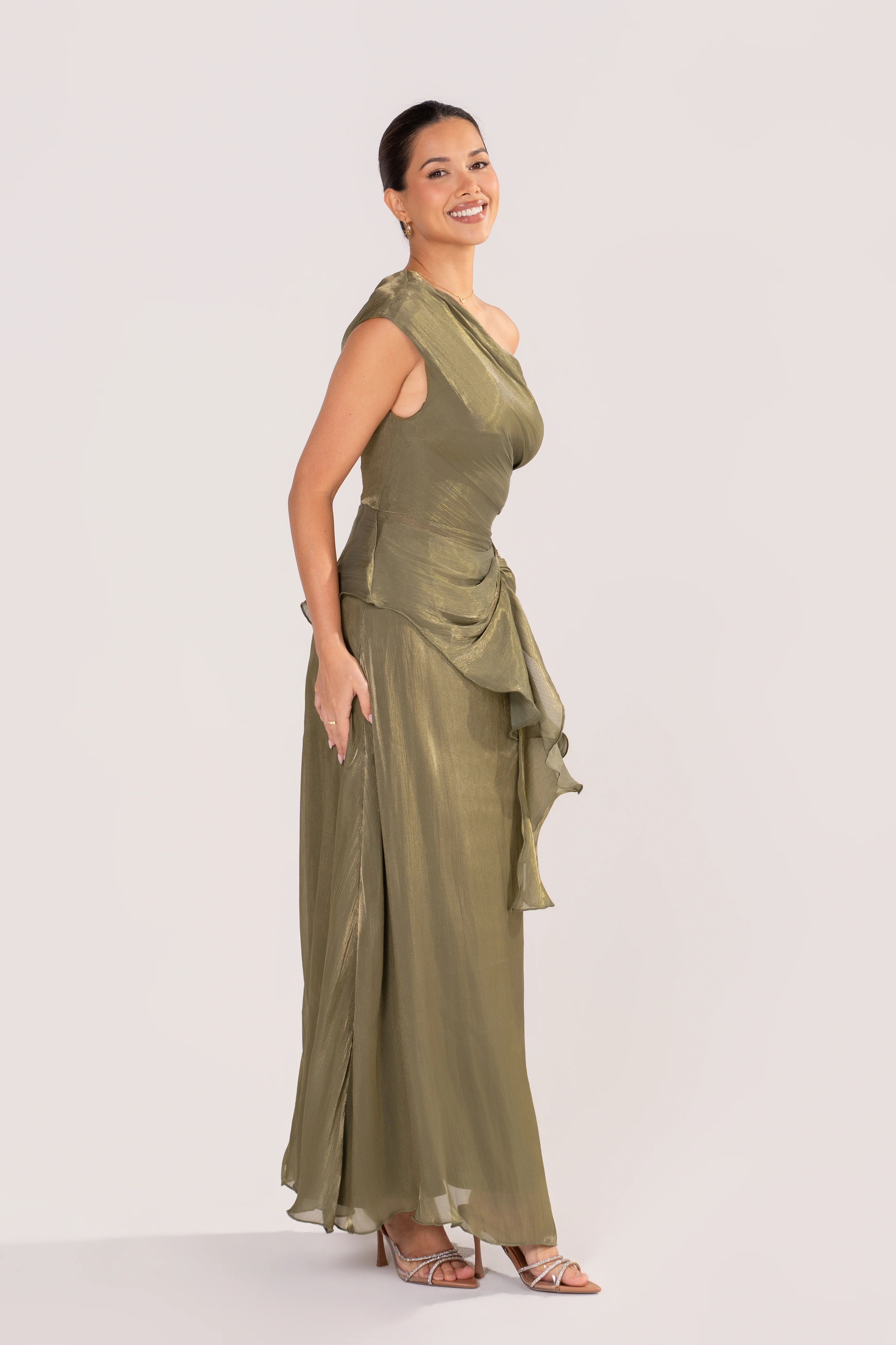 Renata Green Shimmer Drop Shoulder Top & Maxi Skirt - Image 2