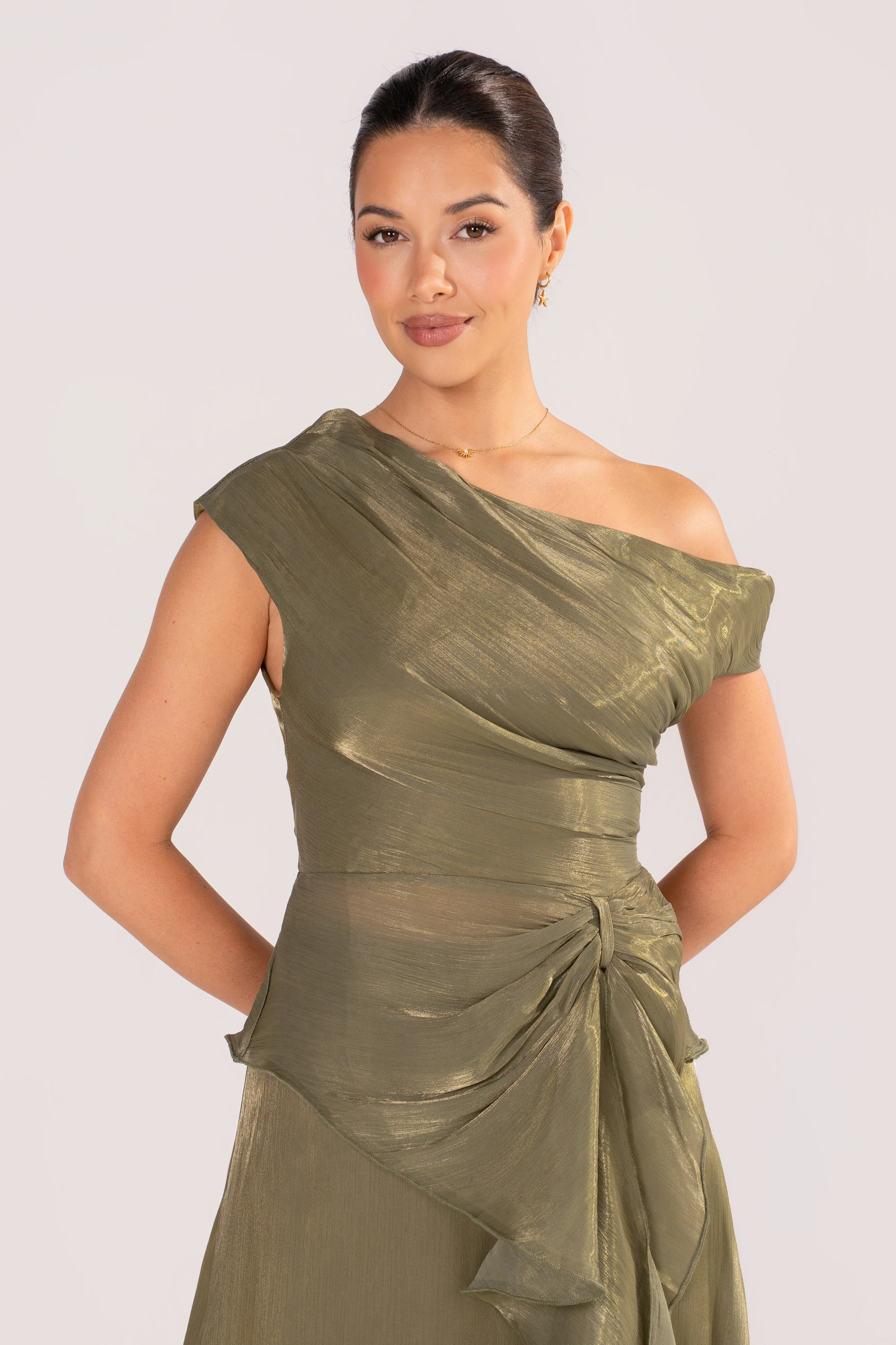 Renata Green Shimmer Drop Shoulder Top & Maxi Skirt - Image 4