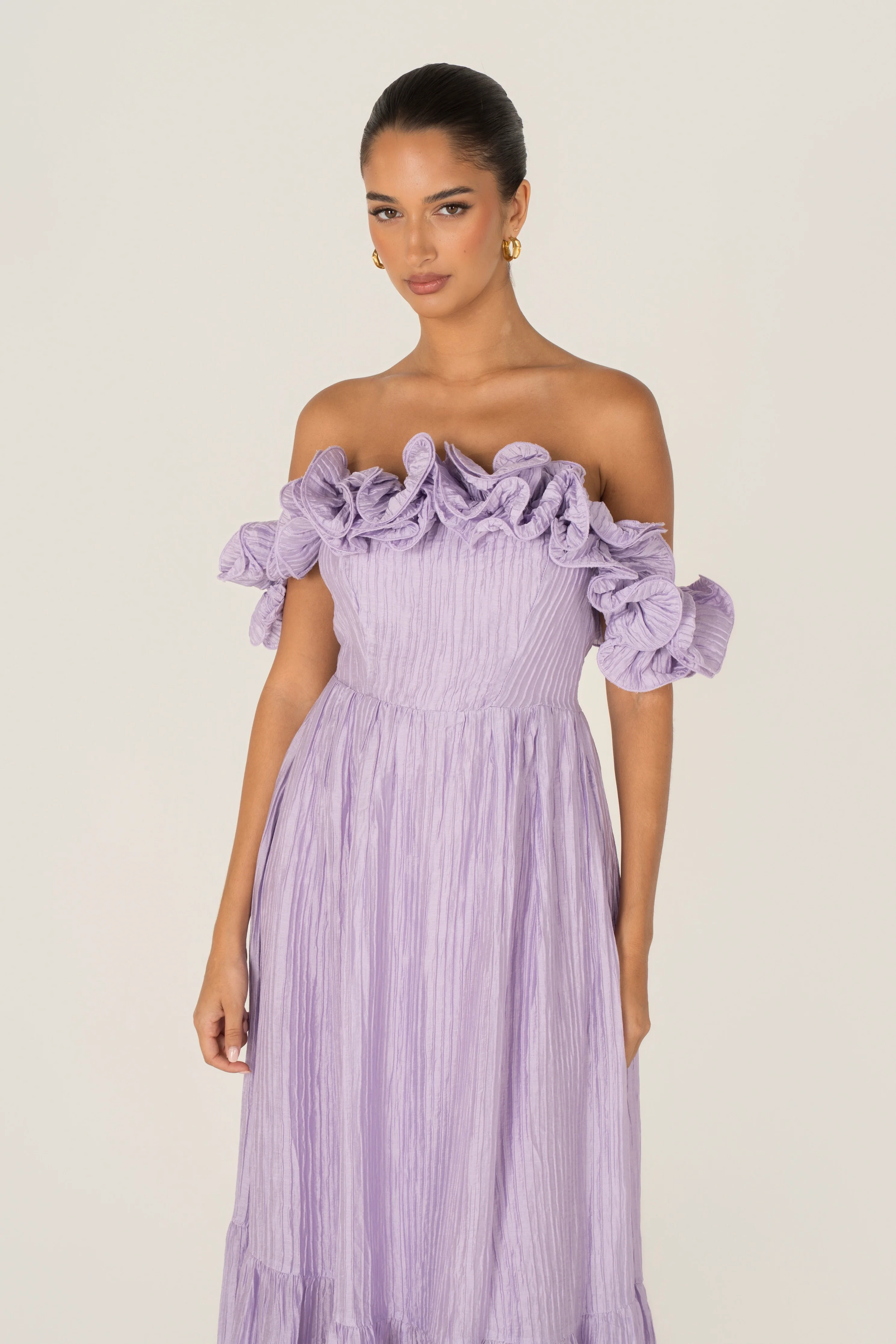 Rhea Off-Shoulder Ruffle Trim Midi - Image 12