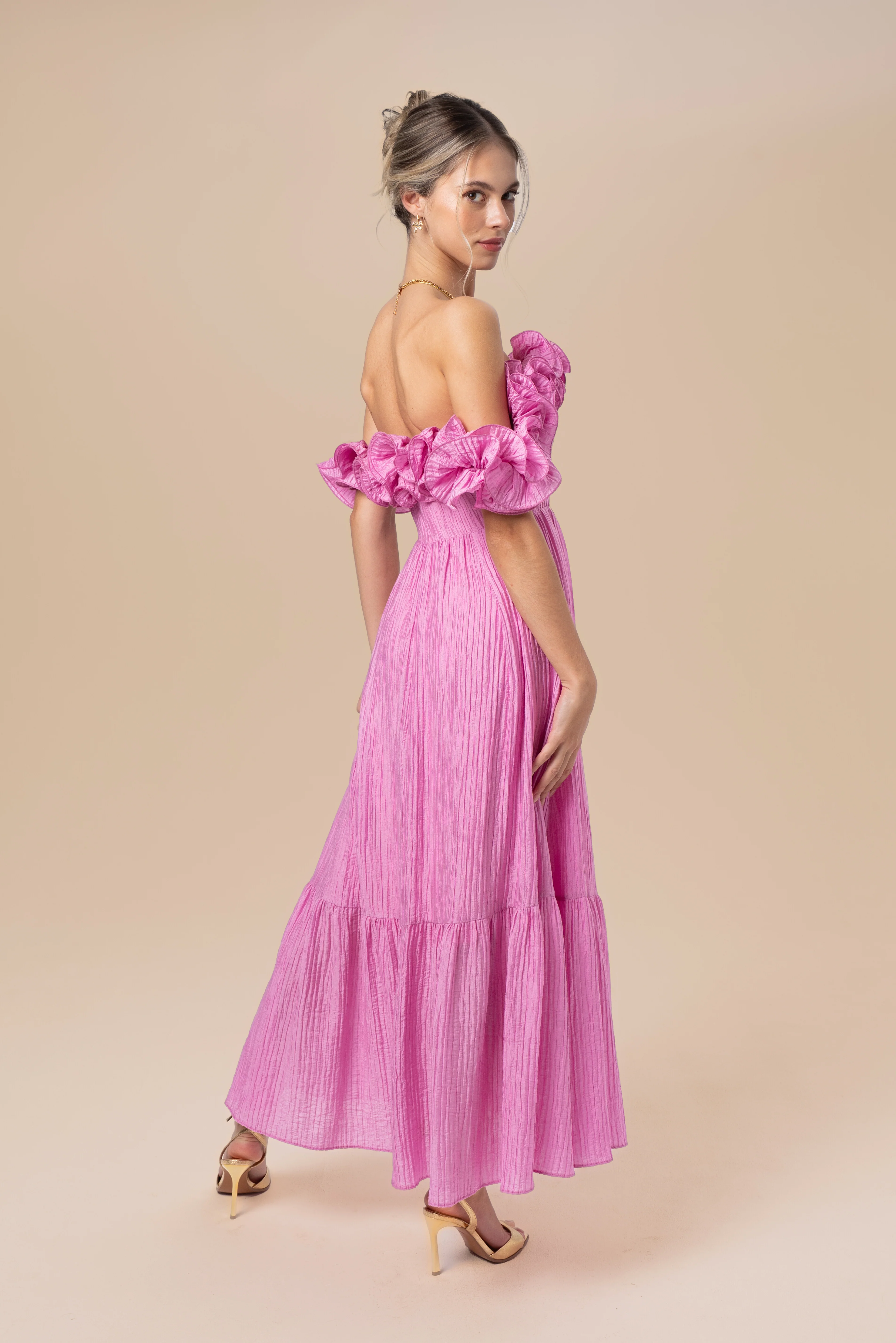 Rhea Off-Shoulder Ruffle Trim Midi - Image 2