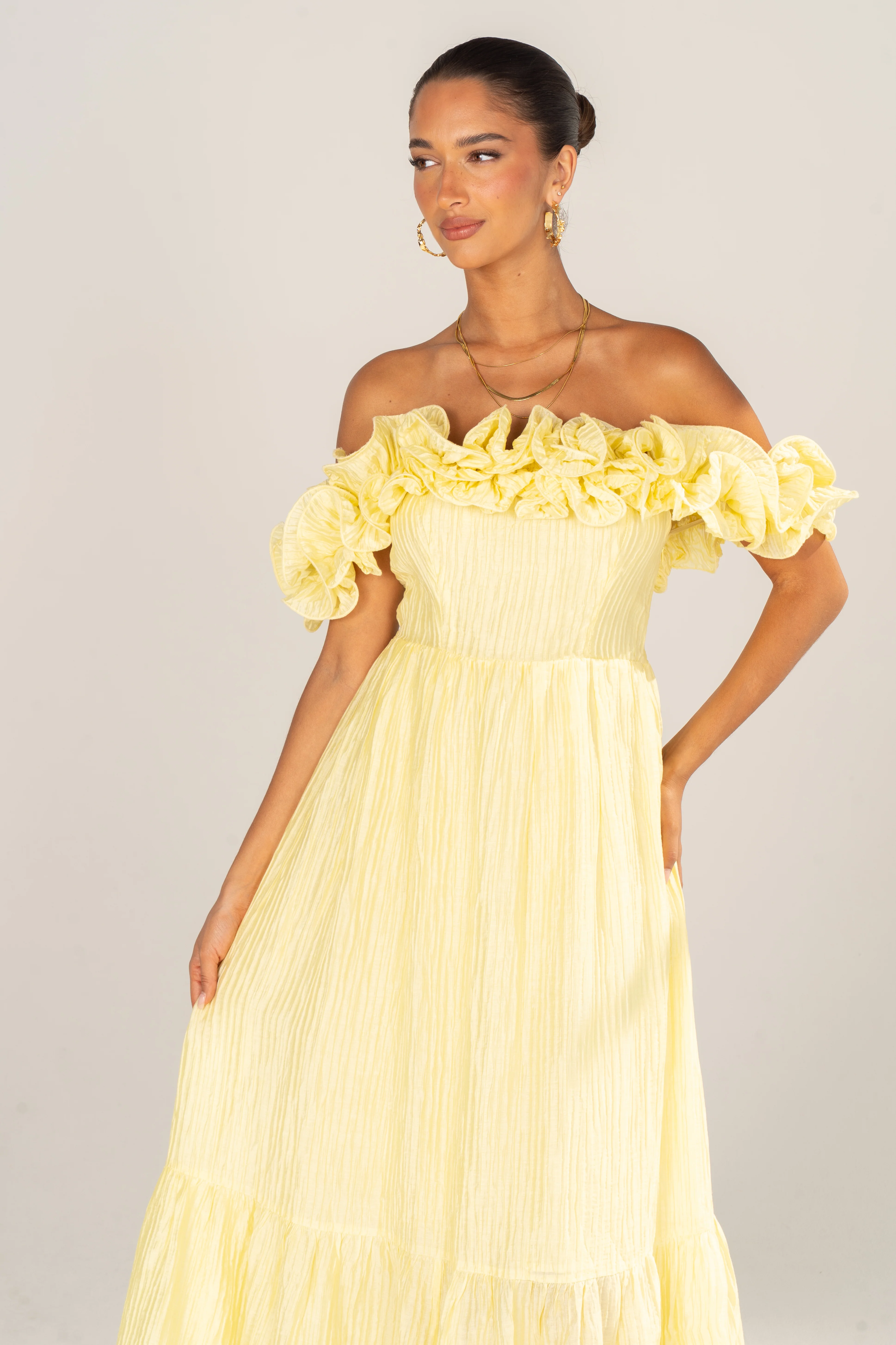 Rhea Off-Shoulder Ruffle Trim Midi - Image 5