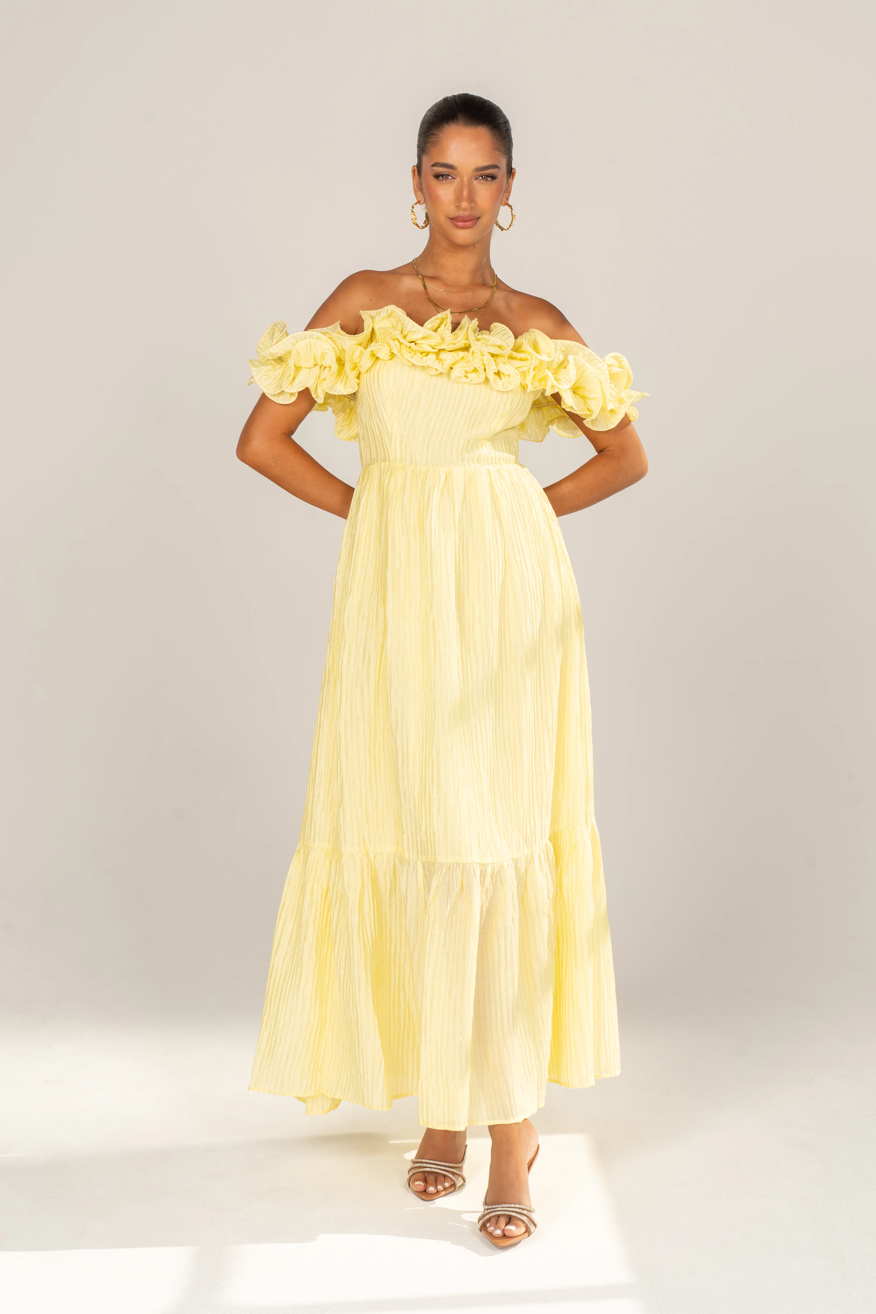 Rhea Off-Shoulder Ruffle Trim Midi - Image 6