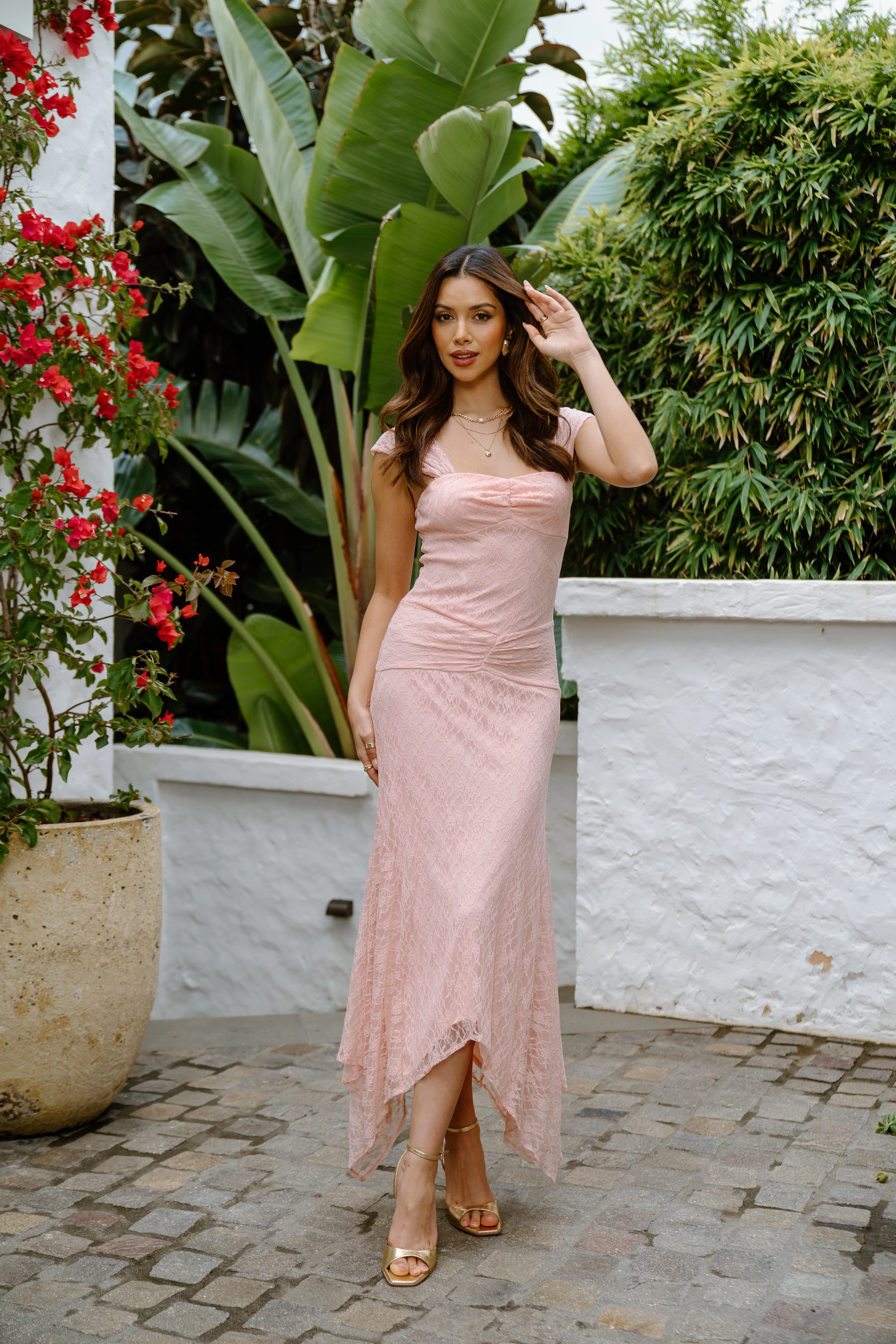 Rhiannon Pink Lace Cocktail Dress