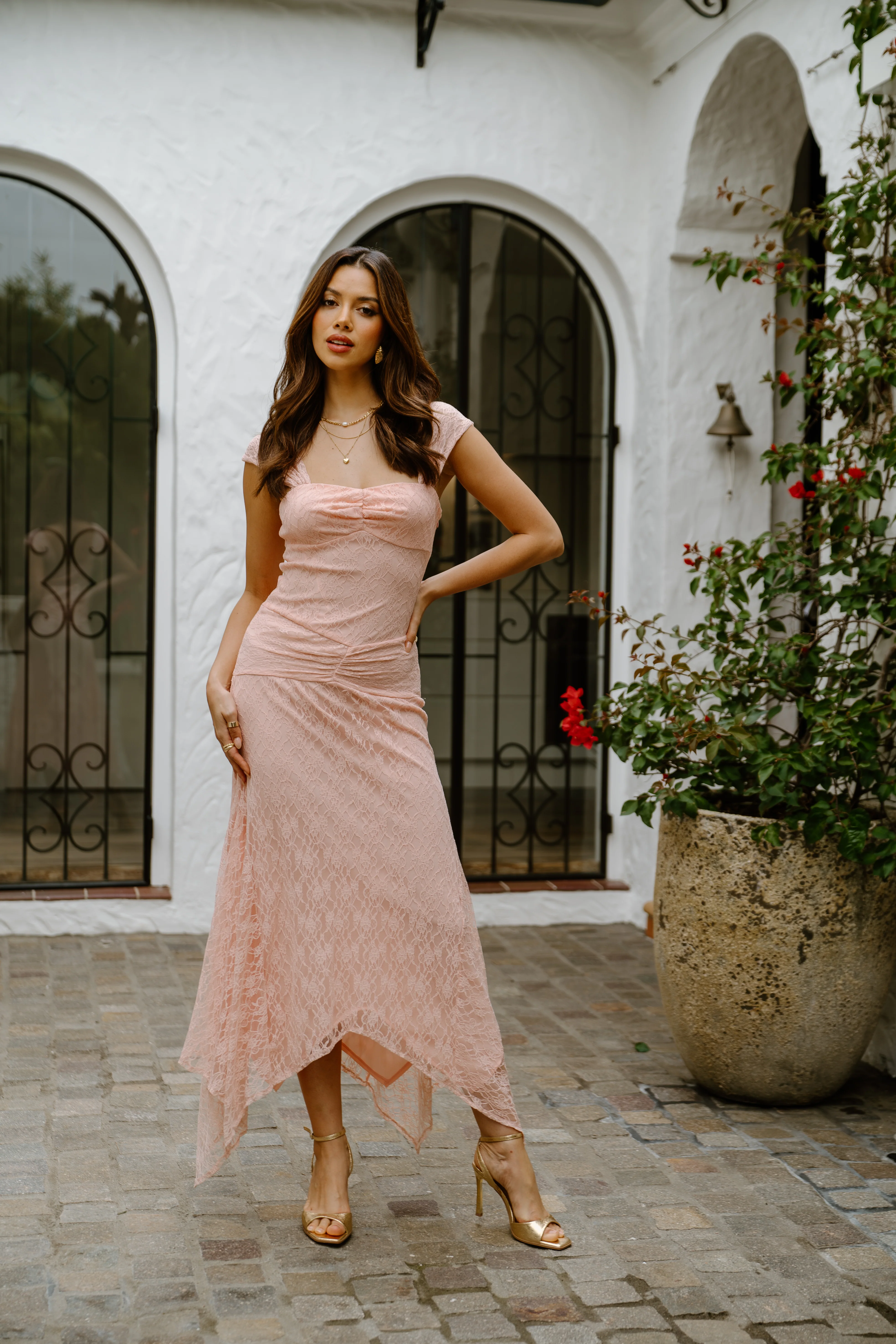 Rhiannon Pink Lace Cocktail Dress - Image 2