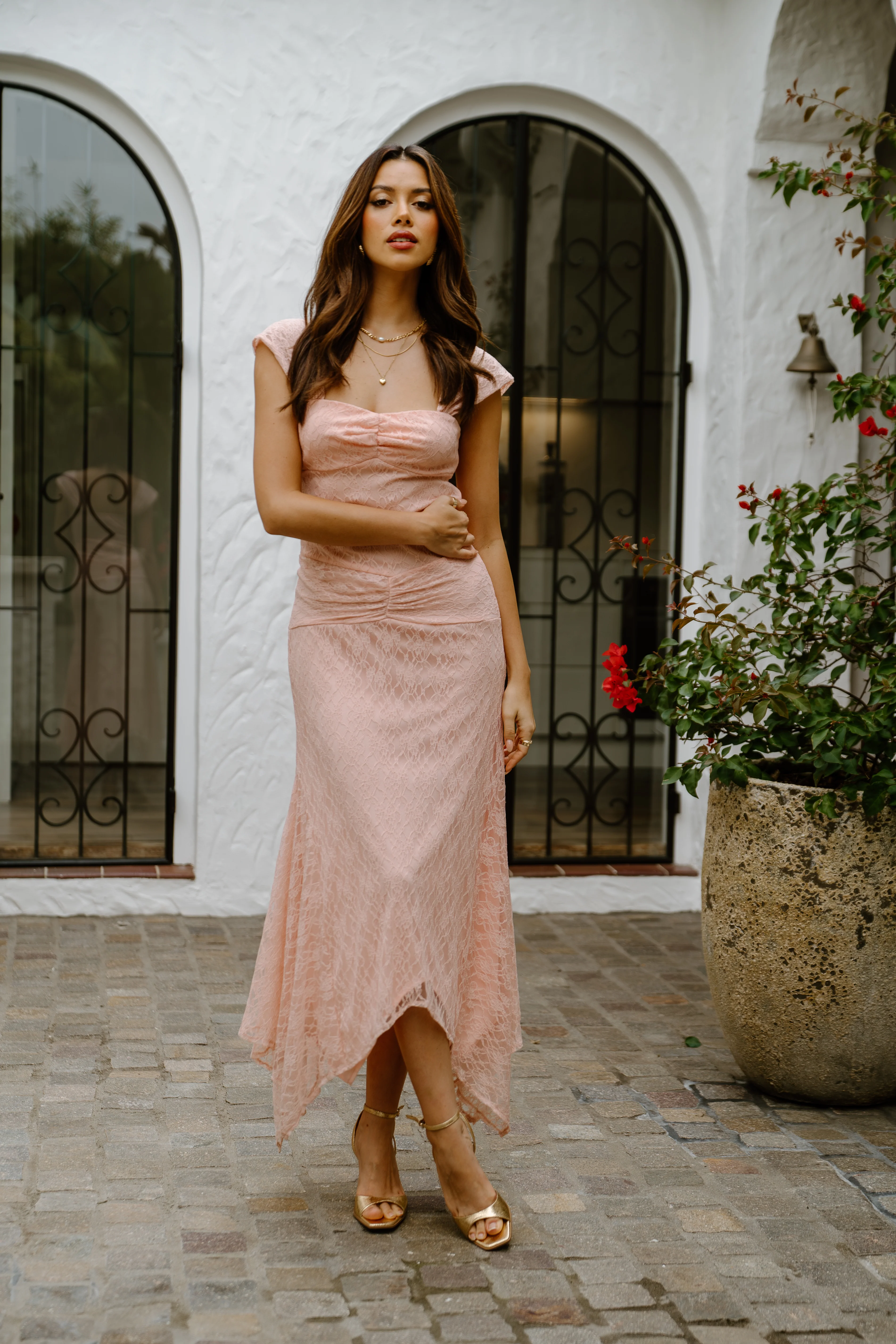 Rhiannon Pink Lace Cocktail Dress - Image 3