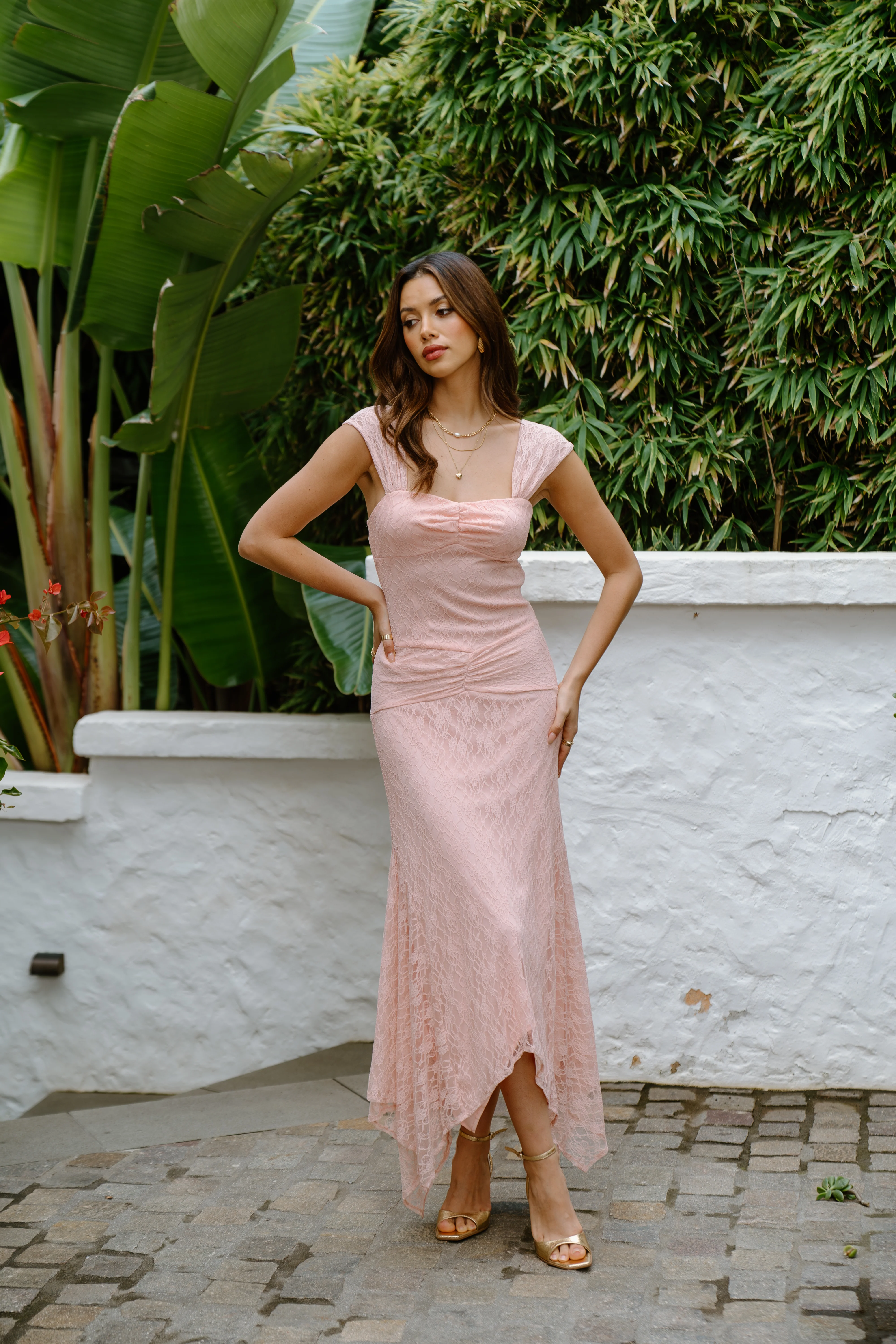Rhiannon Pink Lace Cocktail Dress - Image 4