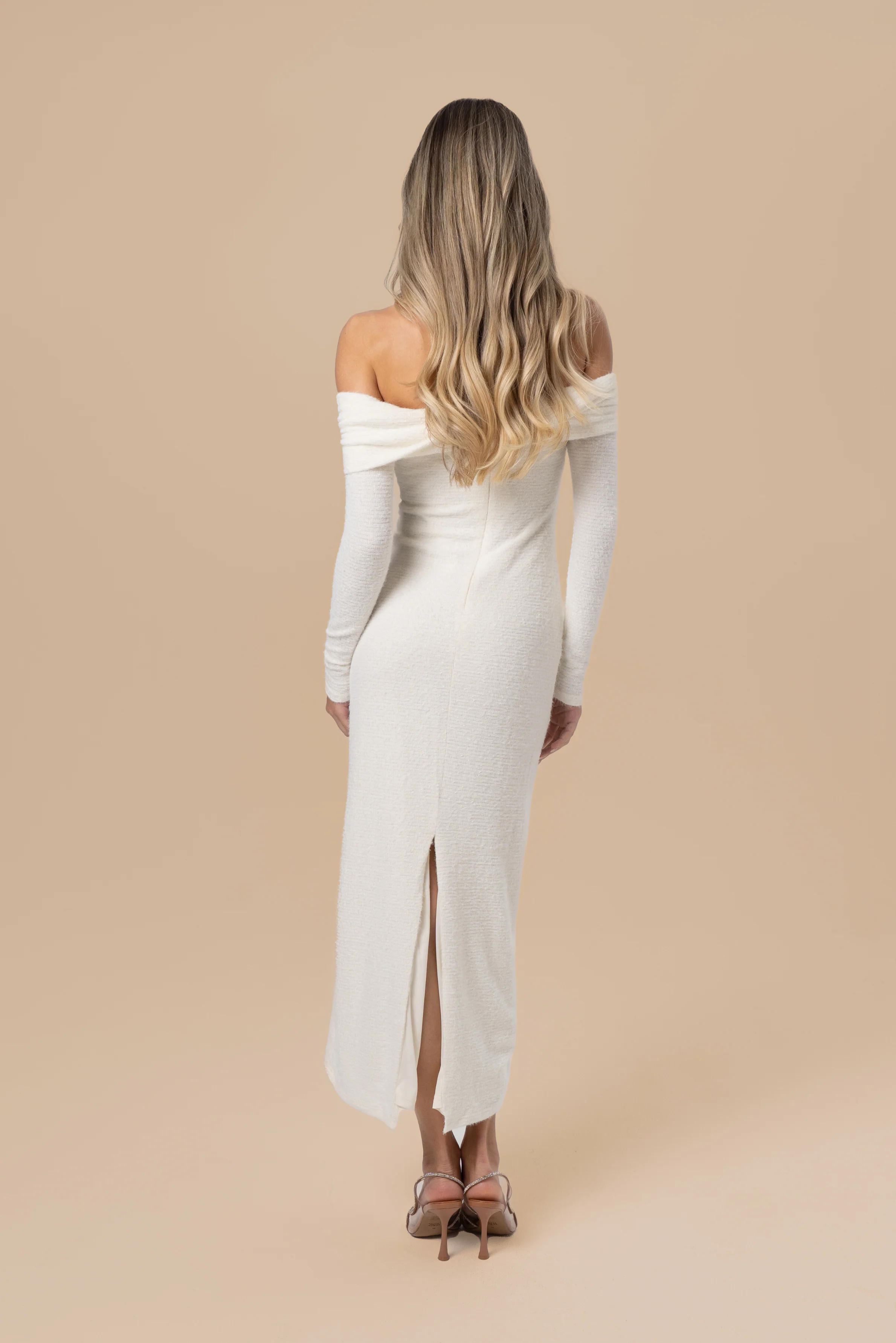 Romy Off-Shoulder Long Sleeve Knit Midi - Image 3