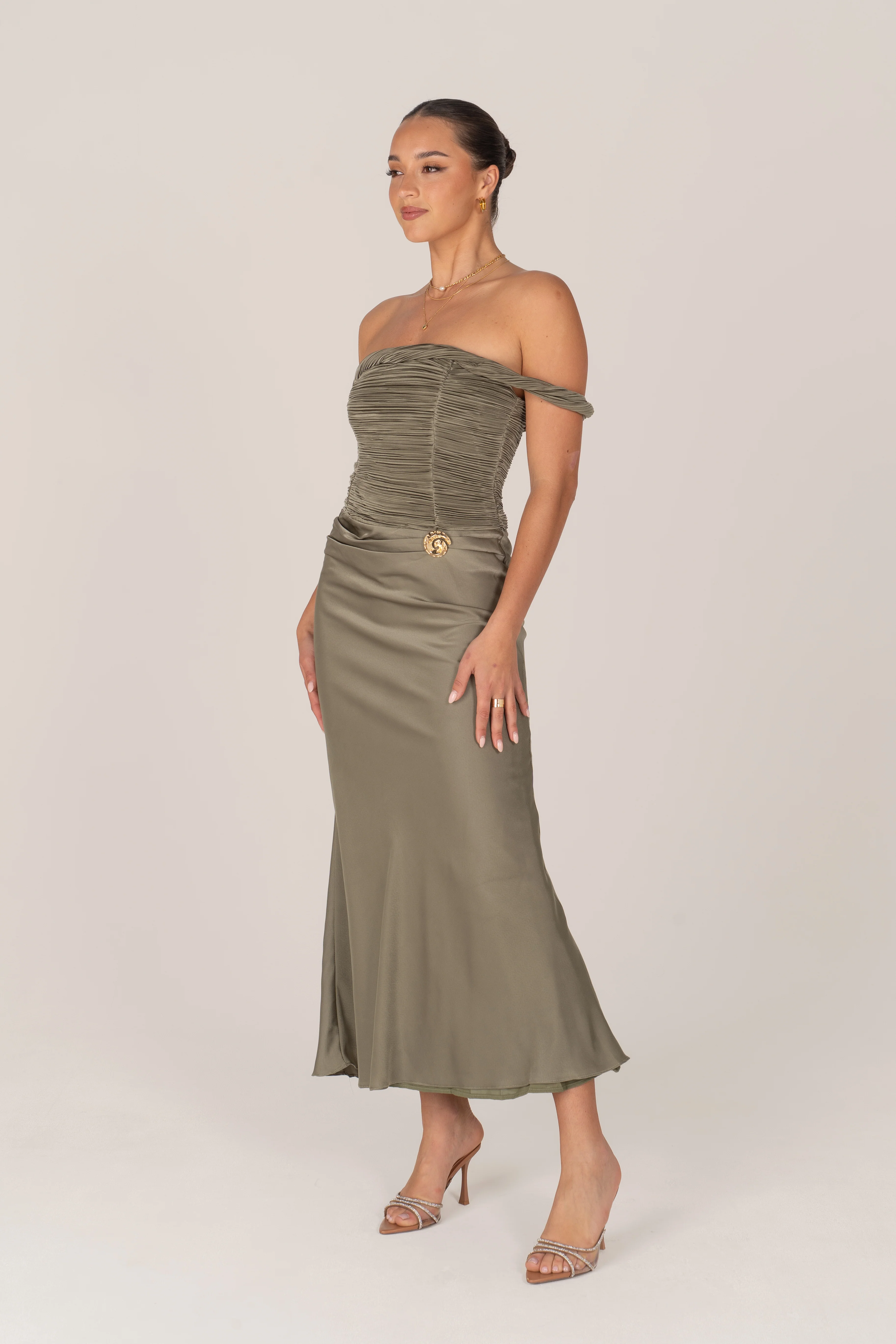 Rosanna Sage Green Cocktail Dress with Gold Accent - Image 2