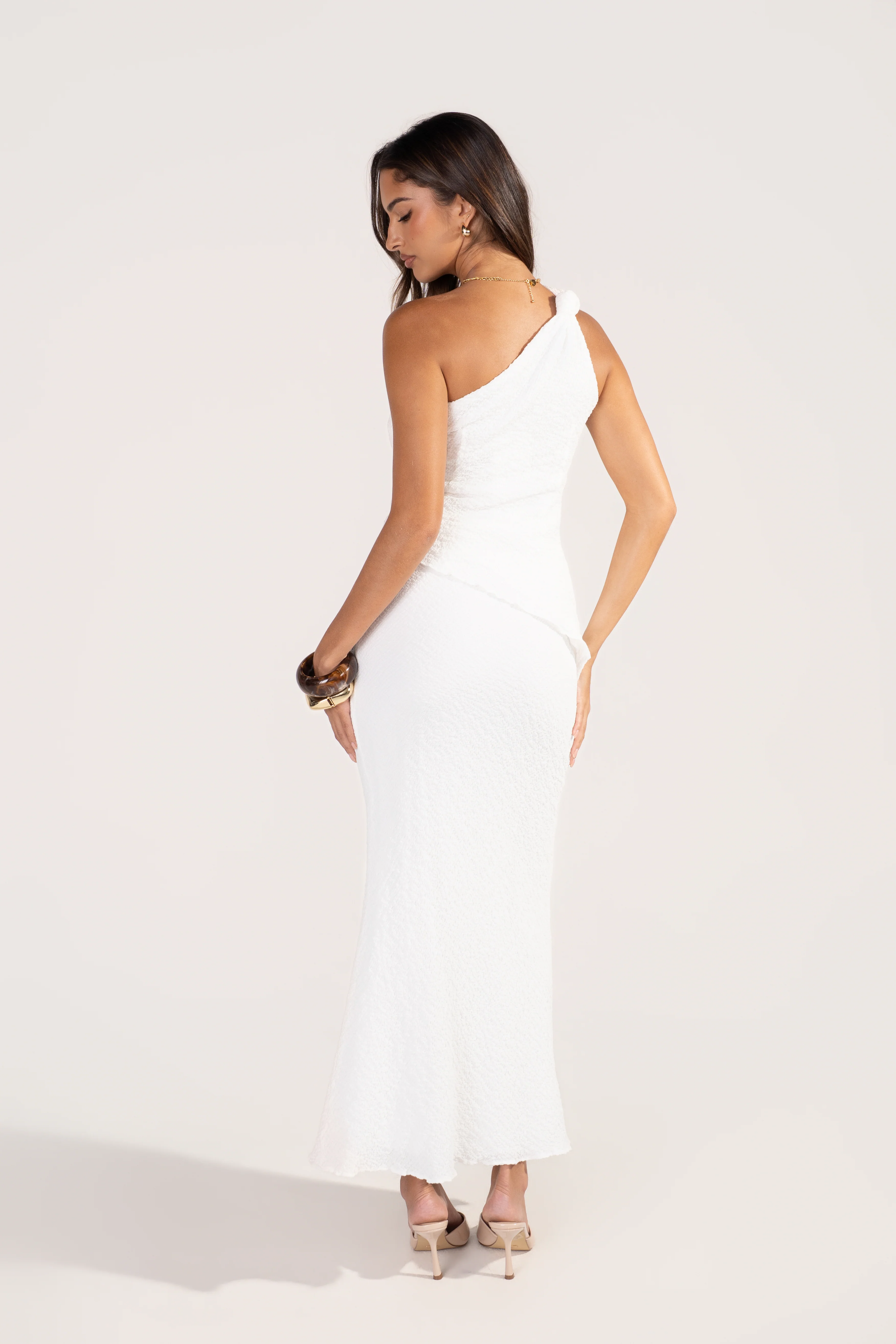 Ryker White Two Piece Set - One Shoulder Top & Maxi Skirt - Image 4