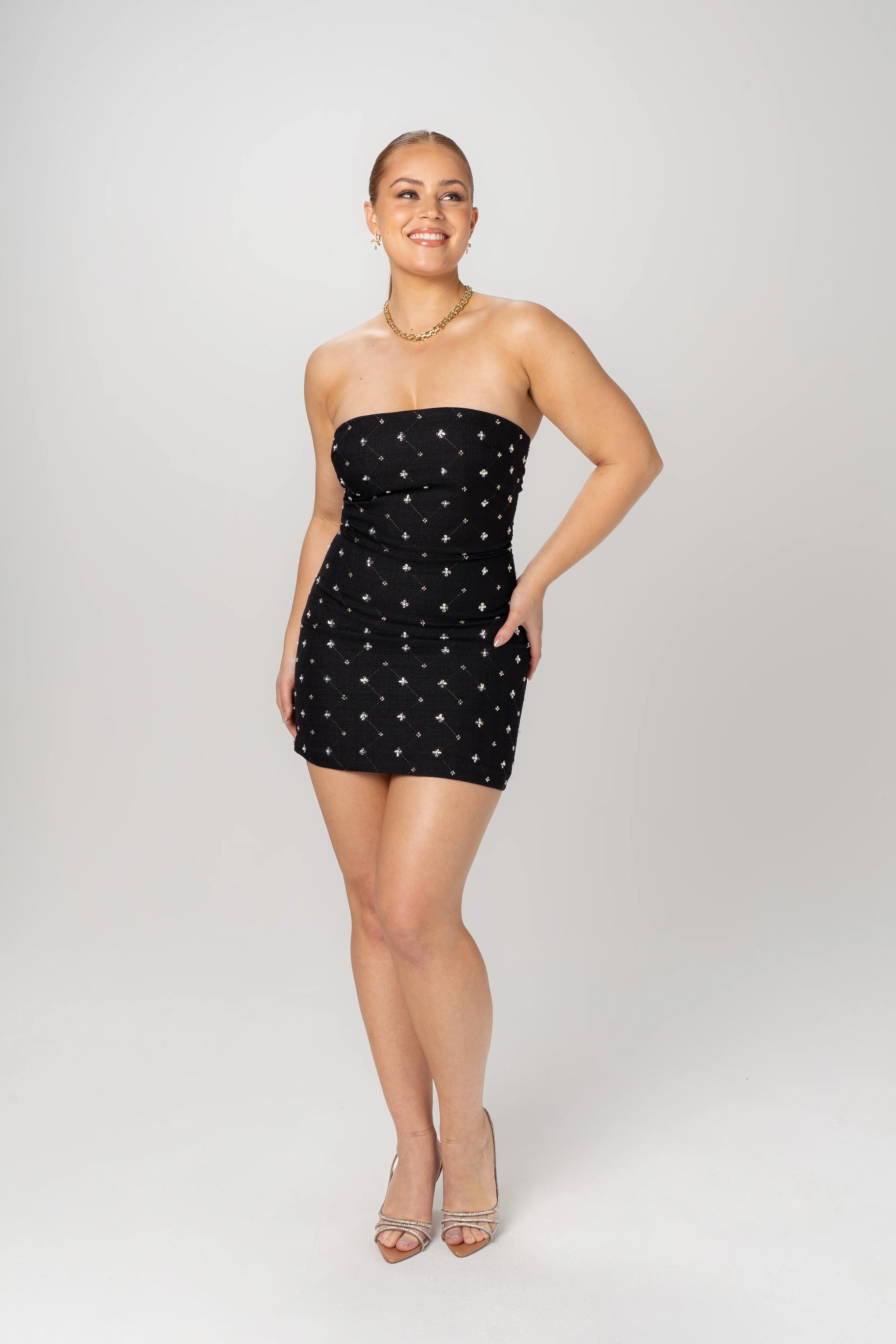 Sable Strapless Beaded Black Mini Dress - Image 2