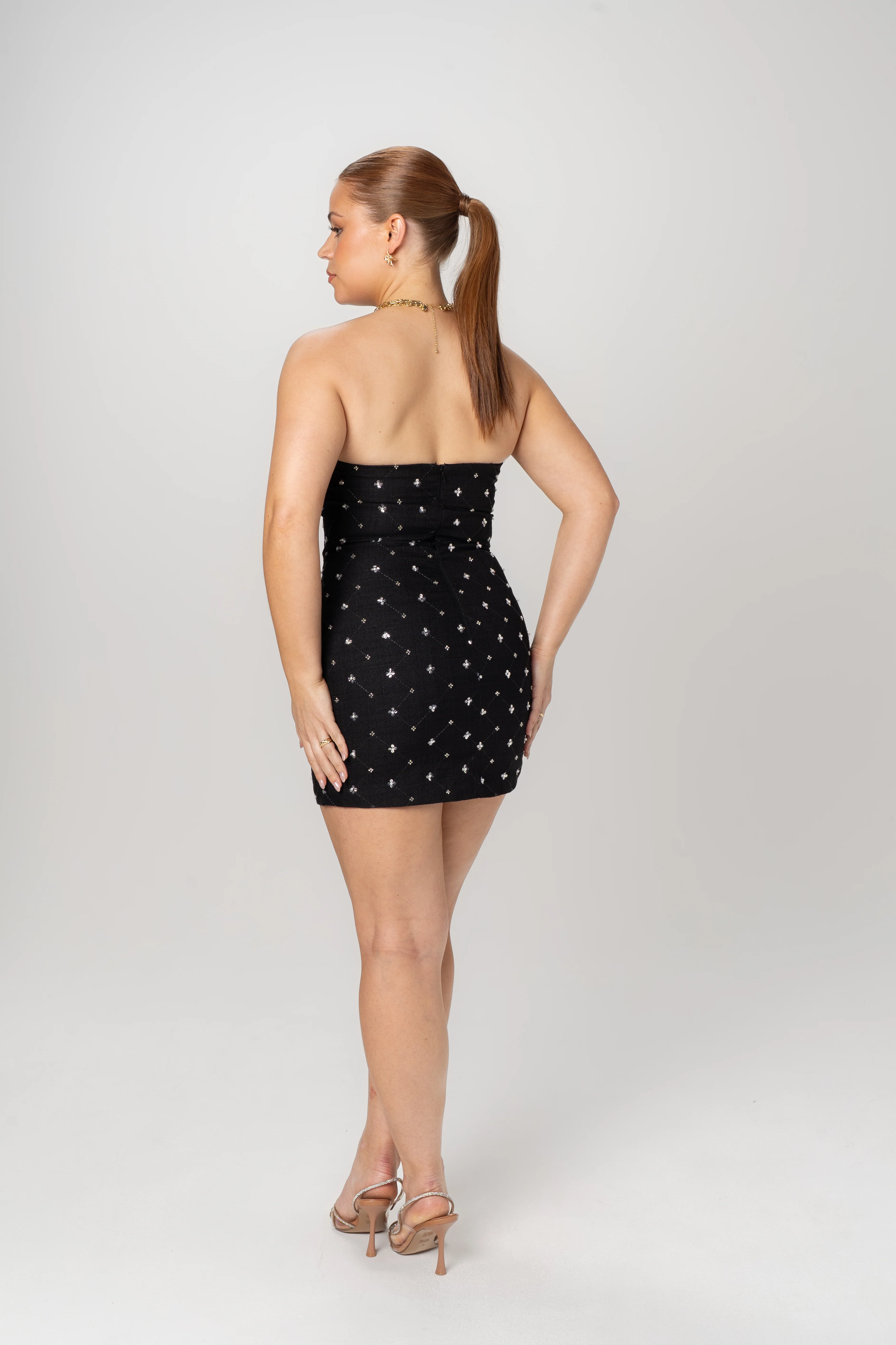Sable Strapless Beaded Black Mini Dress - Image 4