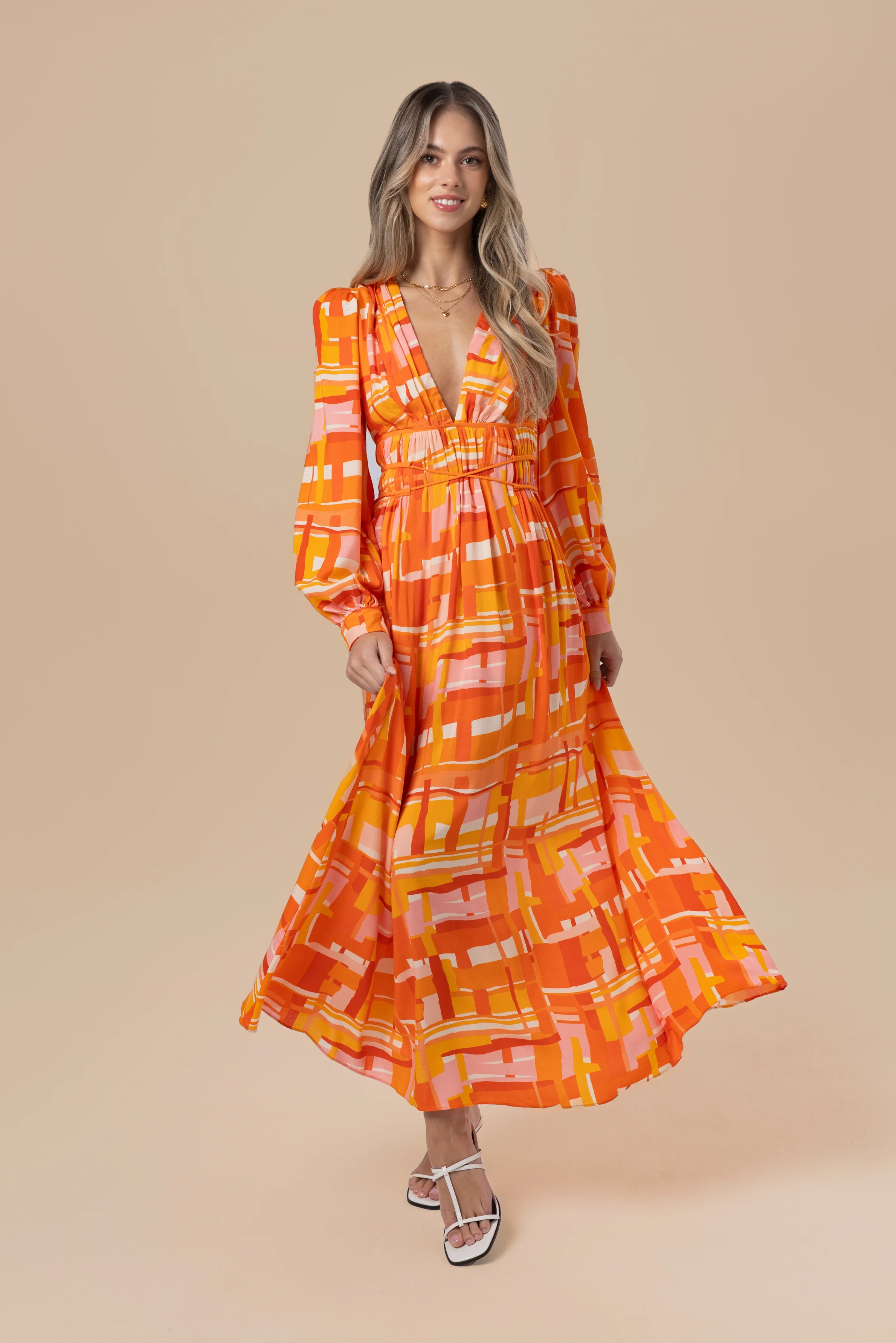 Saffron Orange Long Sleeve Maxi