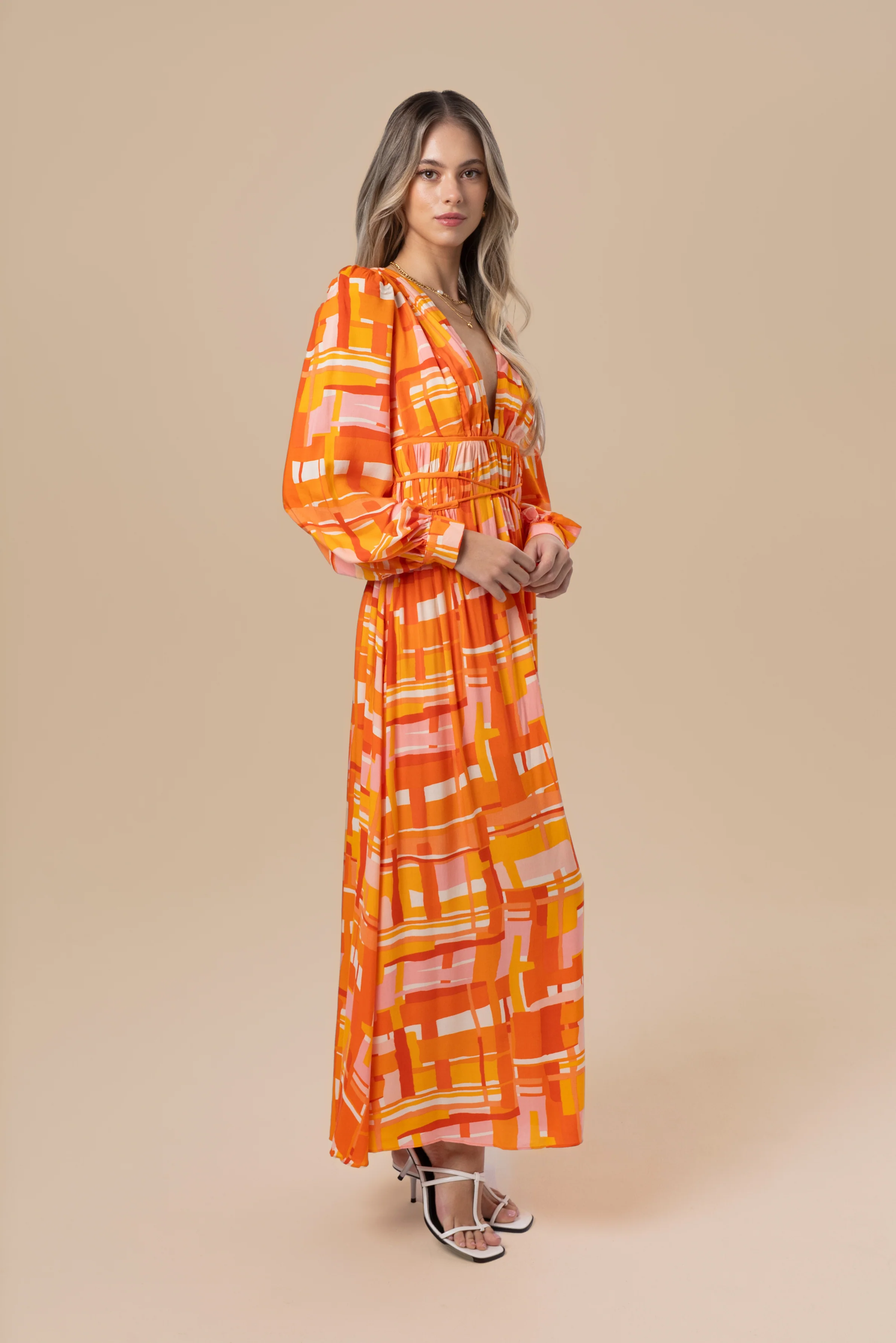 Saffron Orange Long Sleeve Maxi - Image 2