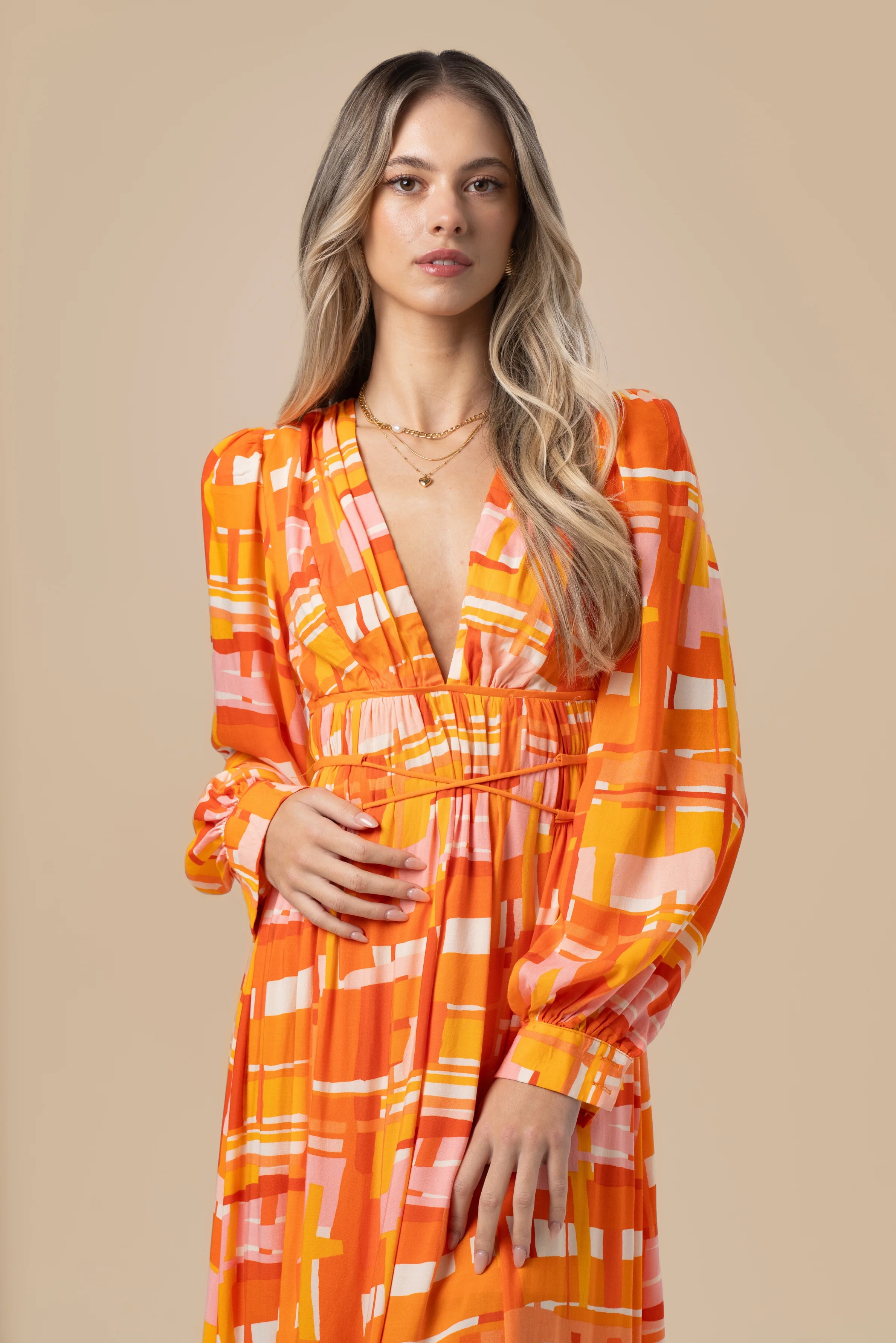 Saffron Orange Long Sleeve Maxi - Image 4