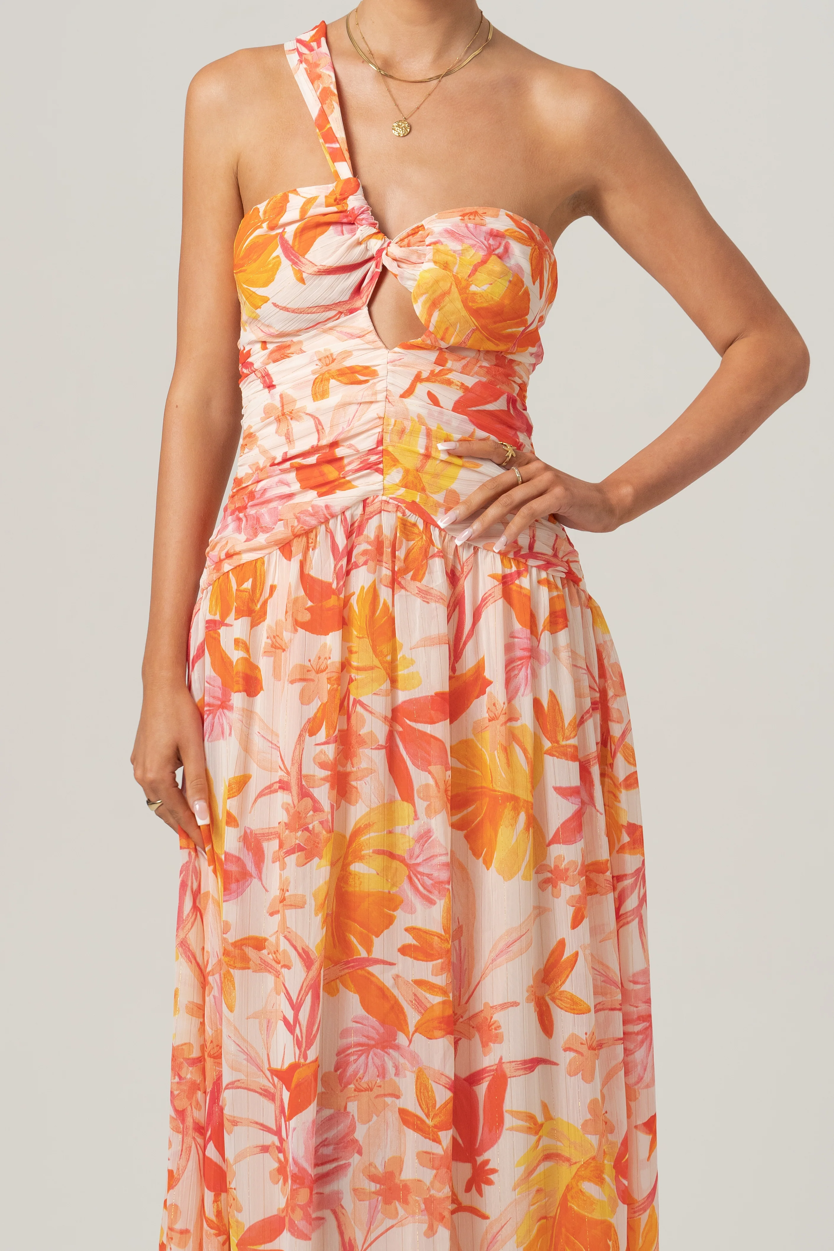 Samara One-Shoulder Midi Dress - Tropical Print - Image 3