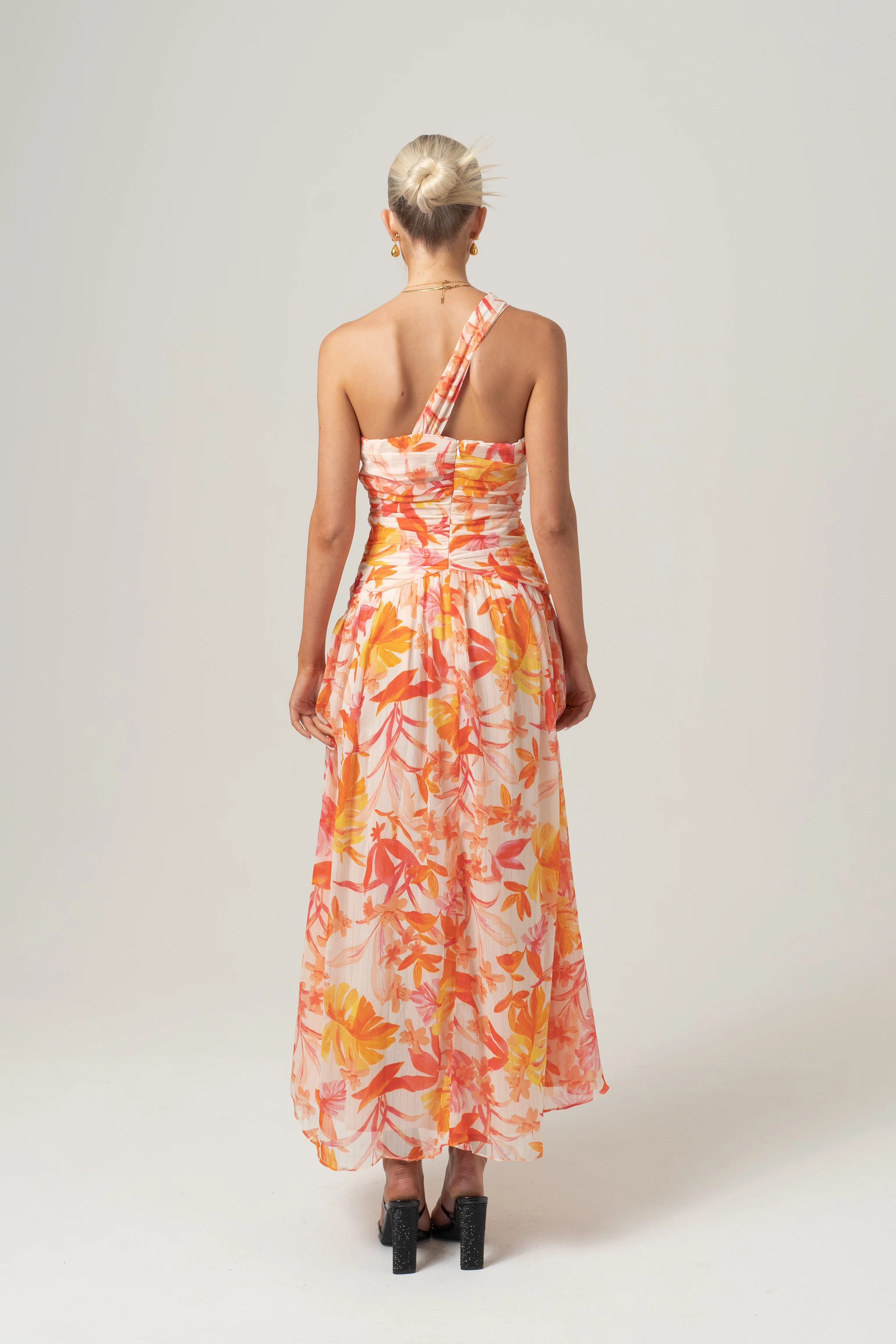 Samara One-Shoulder Midi Dress - Tropical Print - Image 4