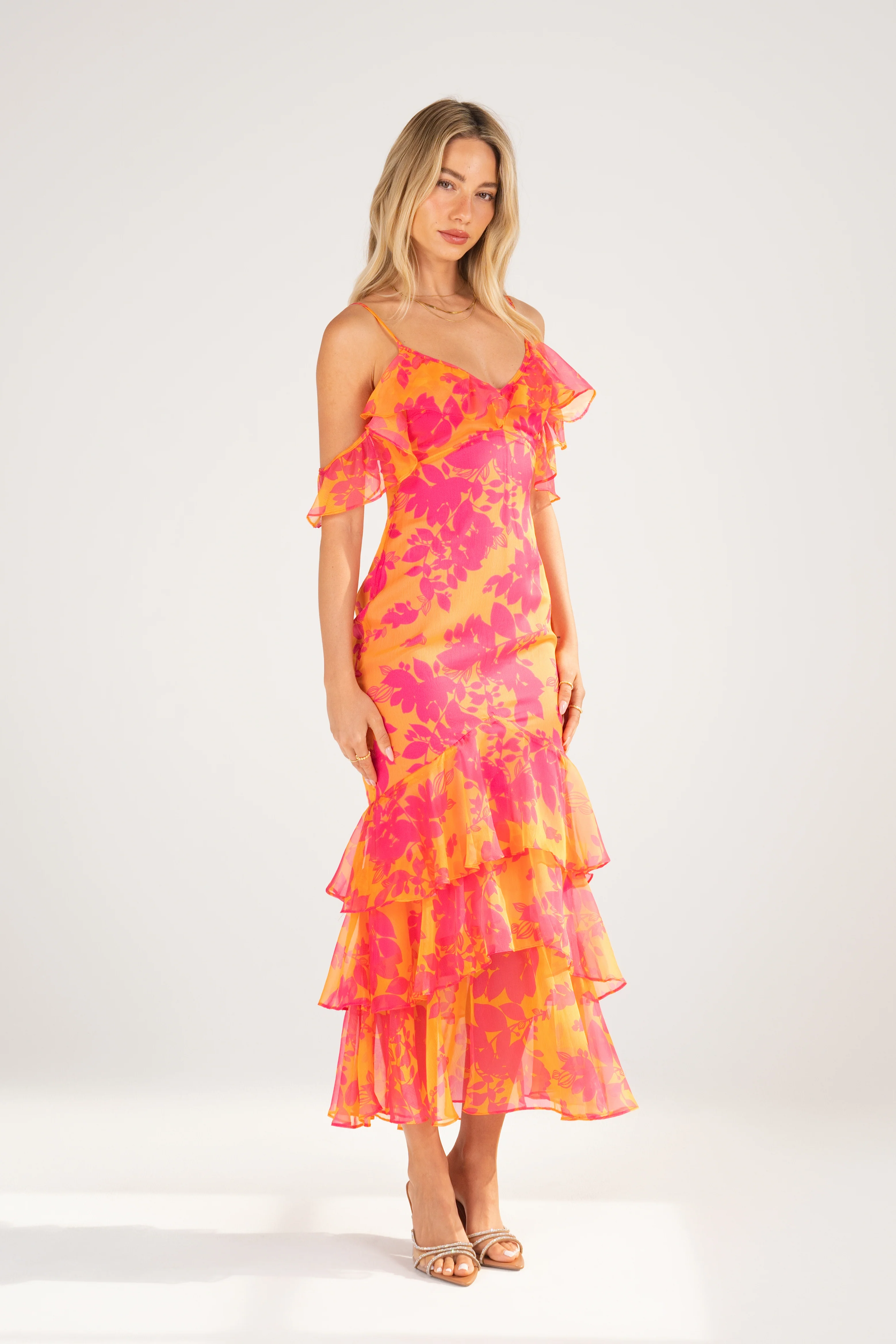 Selina Pink Off-Shoulder Ruffle Cocktail Dress - Image 3