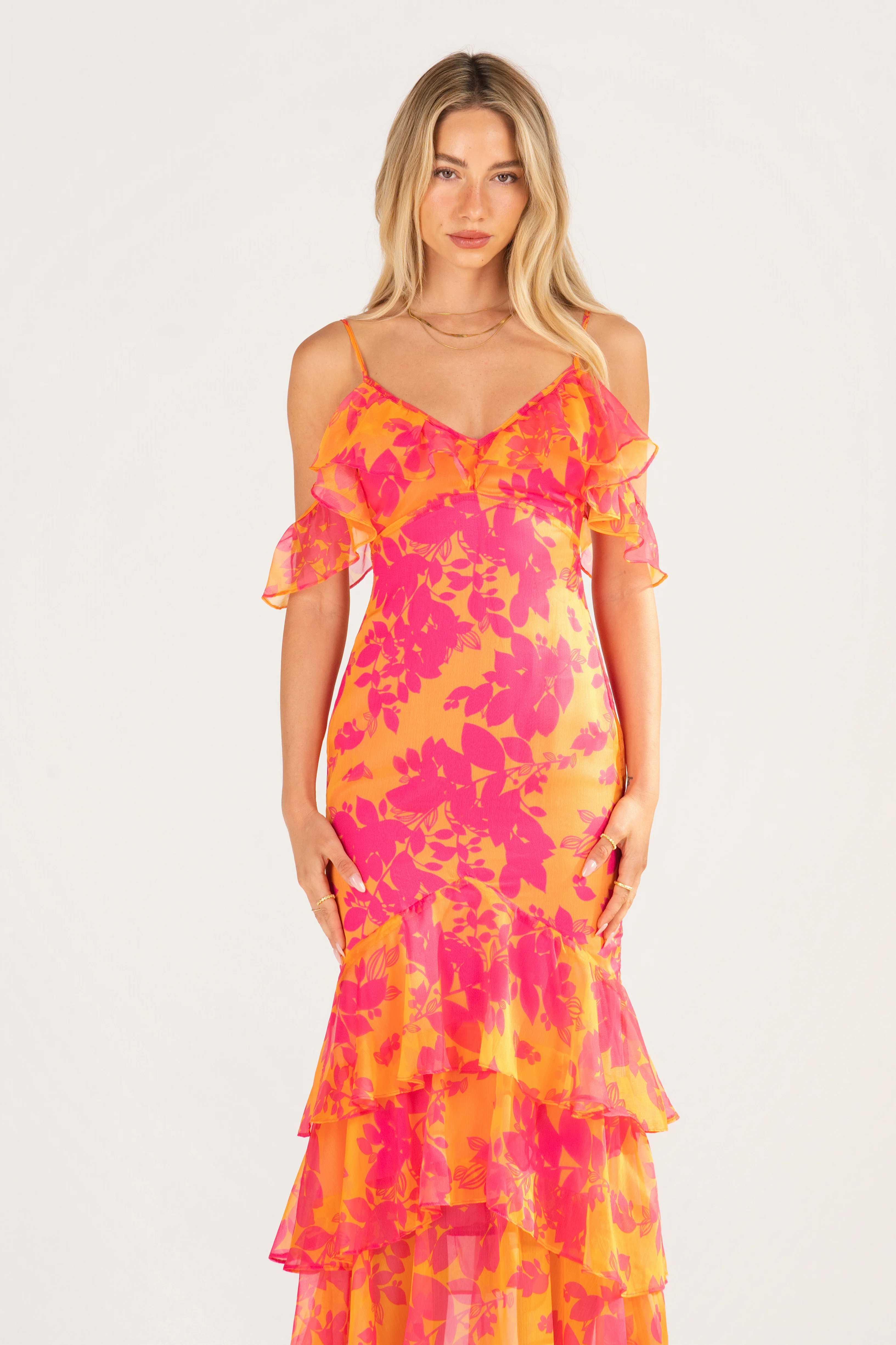 Selina Pink Off-Shoulder Ruffle Cocktail Dress - Image 4