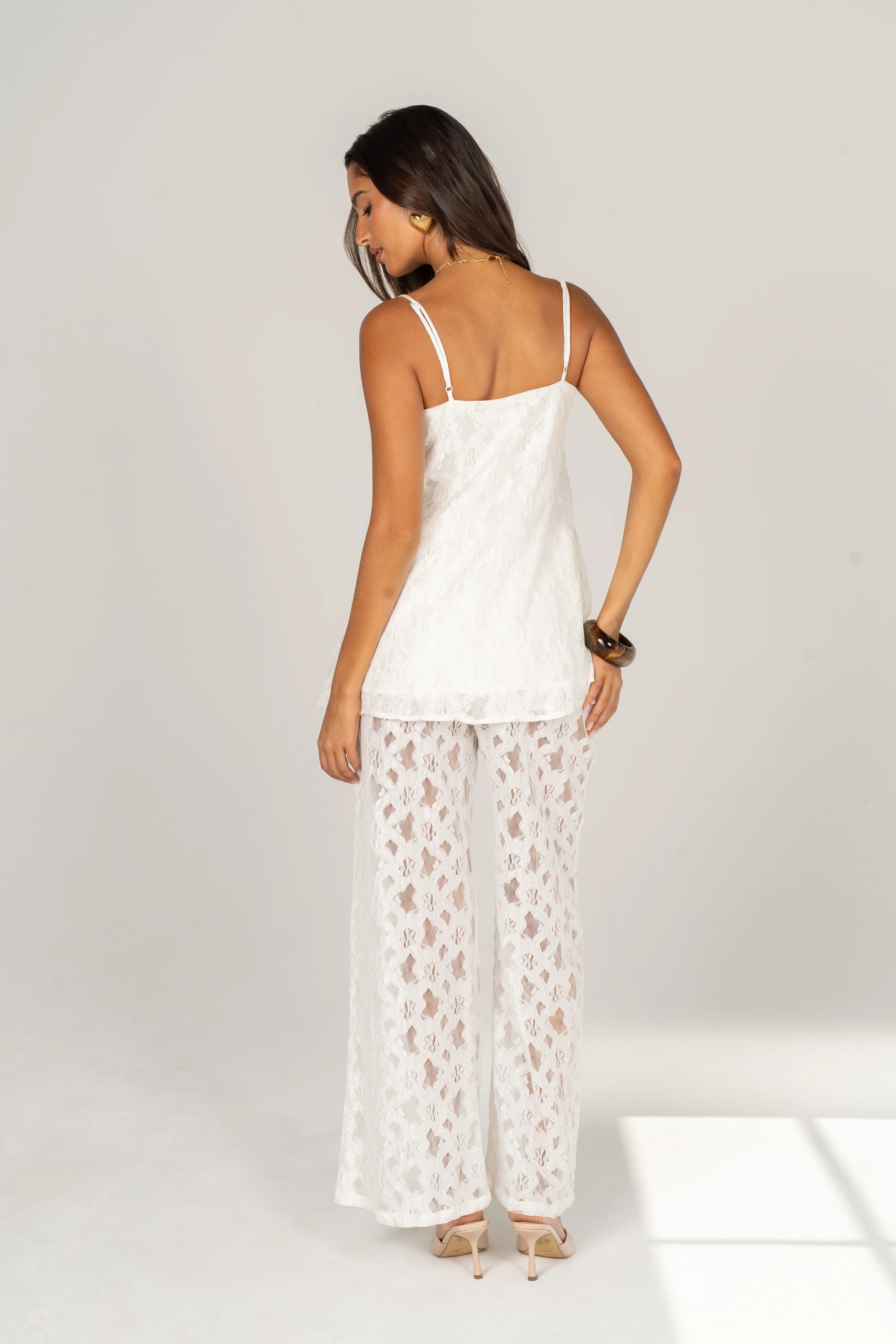 Seren White Lace Cami Top & Pants Set - Image 3