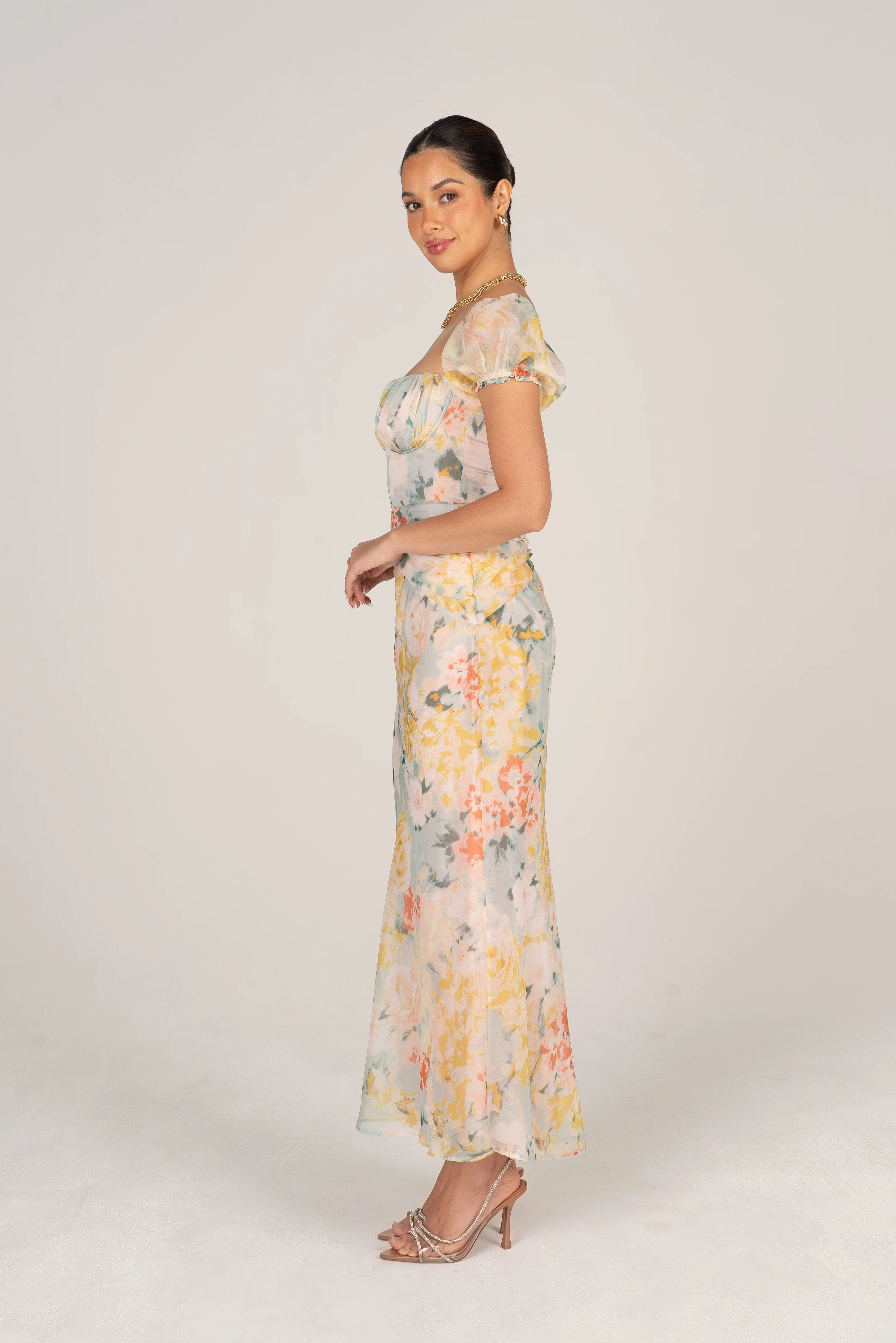 Simone Puff Sleeve Midi Dress - Image 10