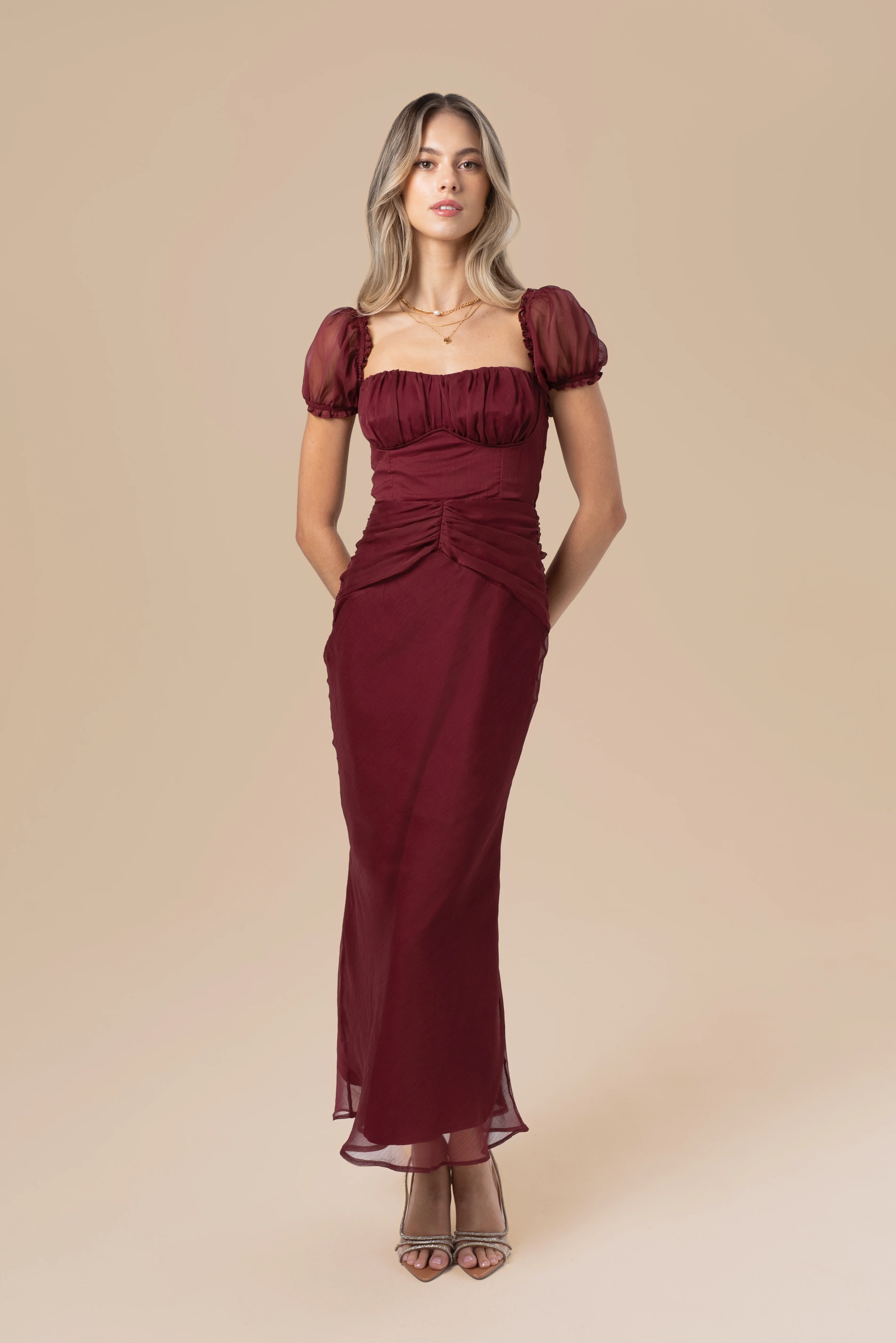 Simone Puff Sleeve Midi Dress - Image 5